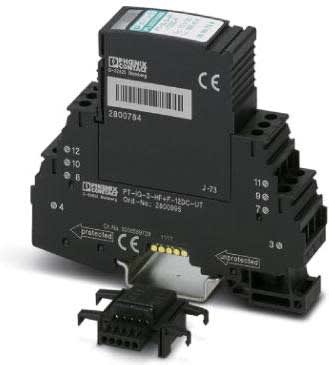 Phoenix Contact - PT-IQ-3-HF+F-12DC-UT - Parafoudre débrochable-  3 fils HF - 12VDC - Vissé/Vissé
