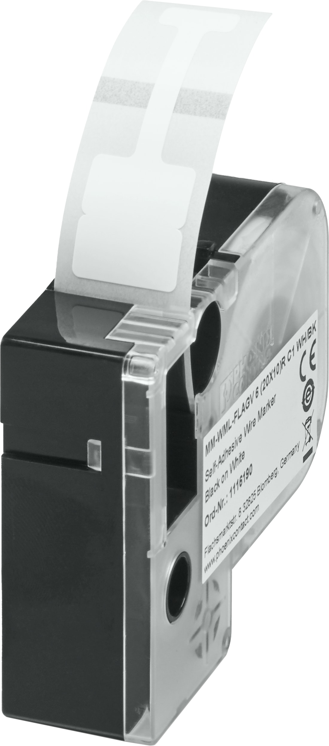 Phoenix Contact - Etiquette drapeau pour fil et câble MM-WML-FLAGV 6 (20X10)R C1 WH/BK