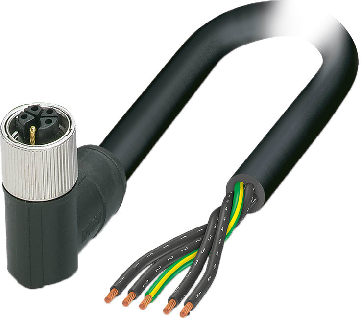 Phoenix Contact - Câble POWER, 5 pôles, PUR, M12 femelle coudé, Ext. Libre, K, 5 m