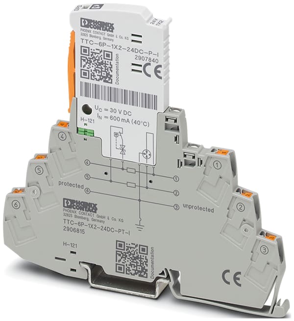 Phoenix Contact - TTC-6P-1X2-48DC-PT-I -  Parafoudre débrochable D1/C2 -  4-20mA 48VDC  Push-in