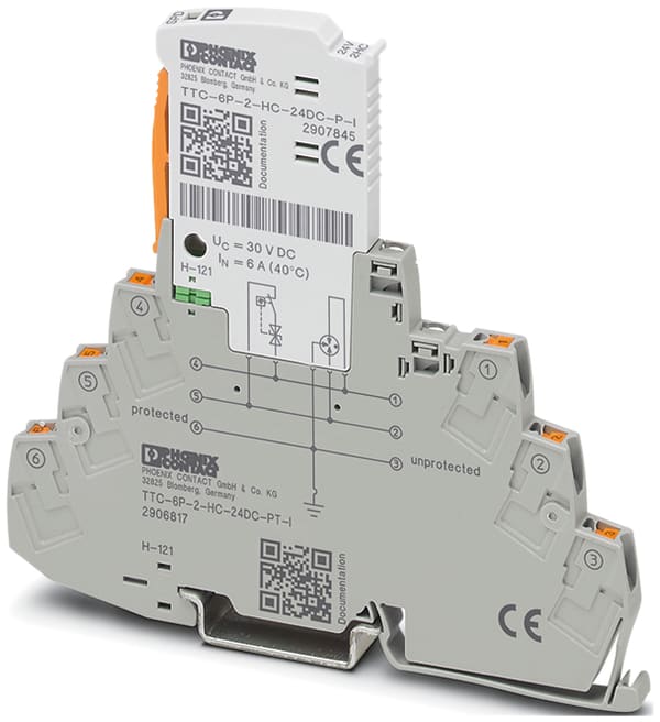 Phoenix Contact - Parafoudre débrochable D1/C2 -  Sortie TOR 6 A 24VDC   Push-in