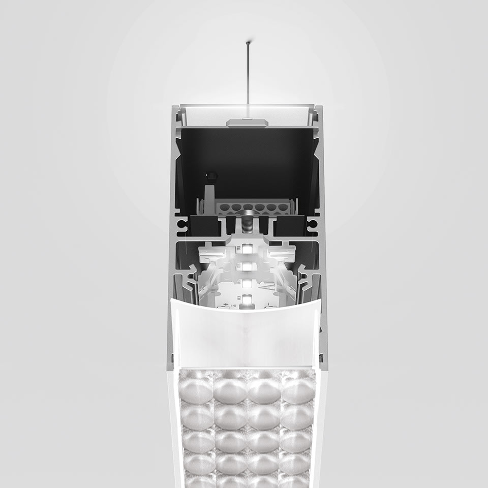 Artemide - A.39 WI - Suspension - 1480 - Controlled Emission - Direct-Indirect - Silver -