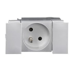 Planet Wattohm - Prise 2P+T Logix - 2 modules - 16A - 250V - Bornes auto - Alumnic RAL 9016