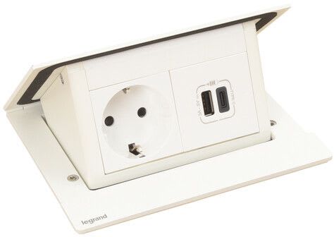 Planet Wattohm - Pop up Incara 2P+T Schuko + prise USB C 30W - cordon 2m - 4 modules inox