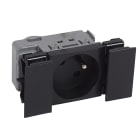 Planet Wattohm - Prise 2P+T Logix - 2 modules - 16A - 250V - Bornes auto - Noir