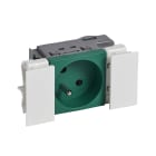Planet Wattohm - Prise 2P+T Logix - 2 modules - 16A - 250V - Bornes auto - Vert RAL 6016