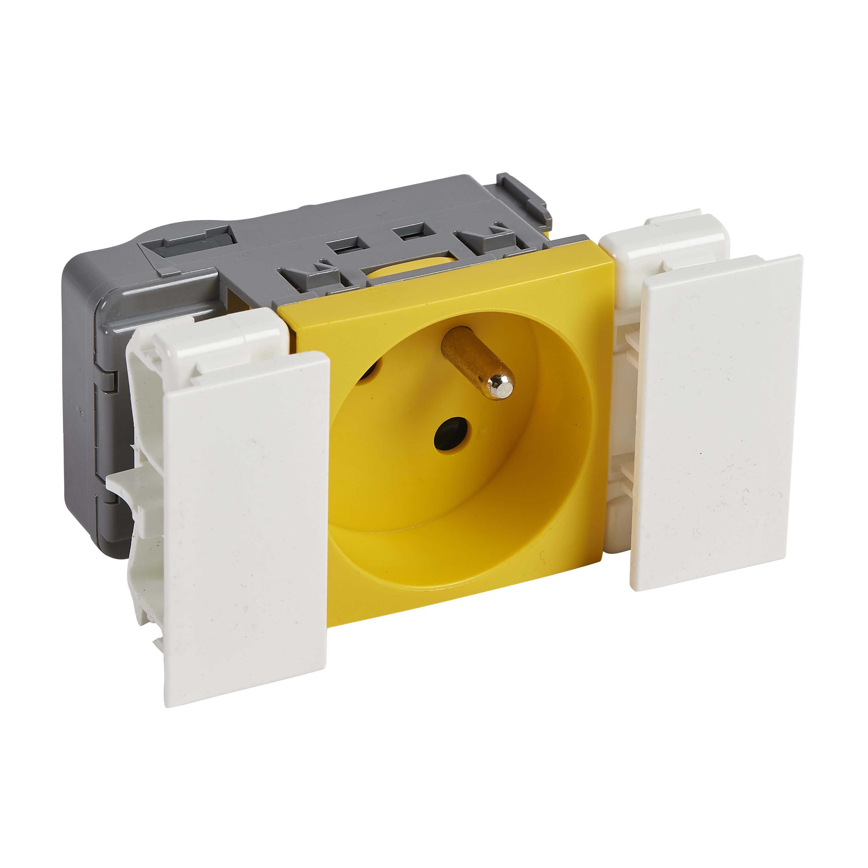 Planet Wattohm - Prise 2P+T Logix - 2 modules - 16A - 250V - Bornes auto - Jaune RAL 1023