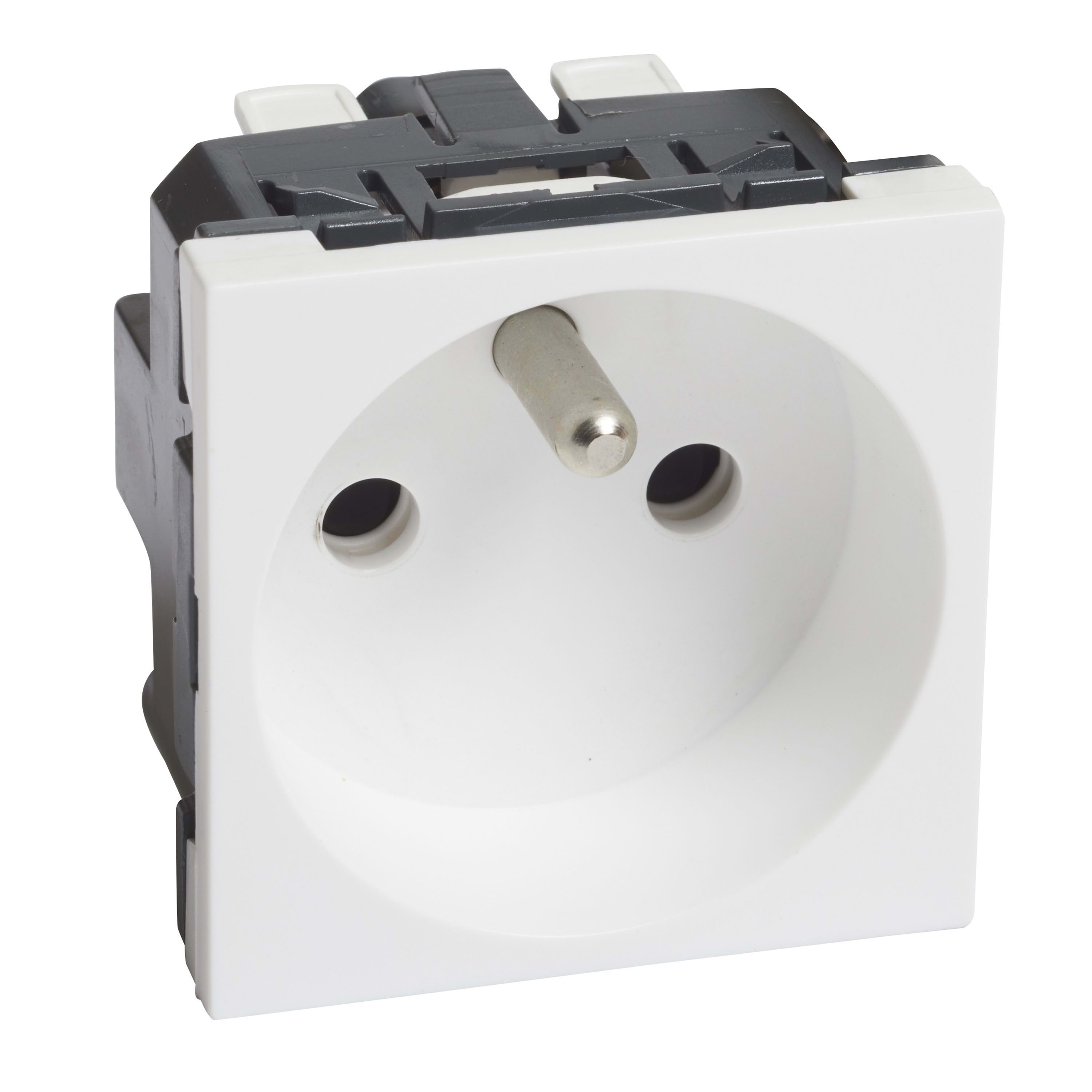 Planet Wattohm - Prise 2P+T Logix pour installation où 1 poste suffit-2 modules-16A-250V-Blanc