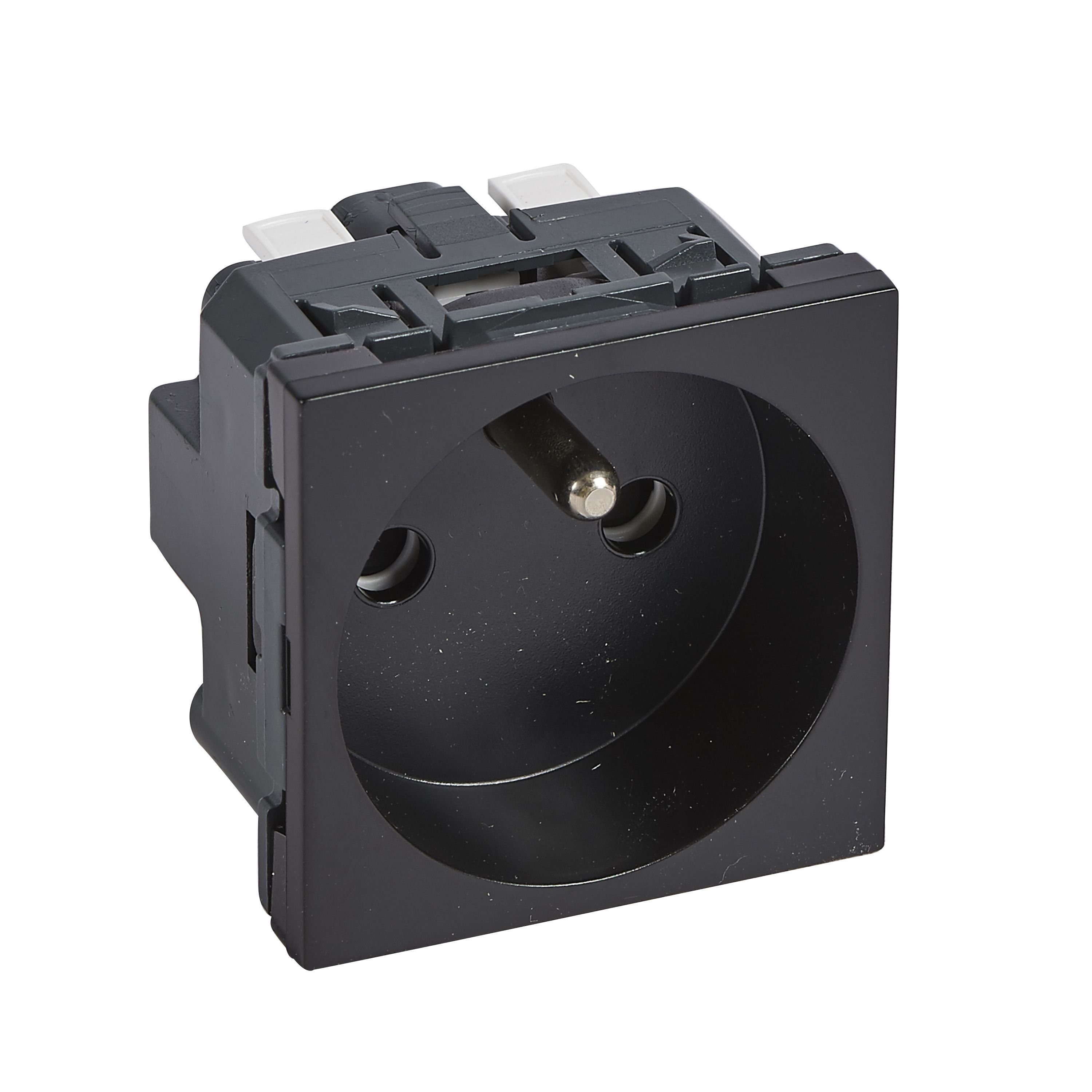 Planet Wattohm - Prise 2P+T Logix pour installation où 1 poste suffit-2 modules-16A-250V-Noir