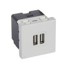 Planet Wattohm - Chargeur double USB Logix-2 modules - 2400mA Type A - 230V/5V=  -Alumnic RAL9006