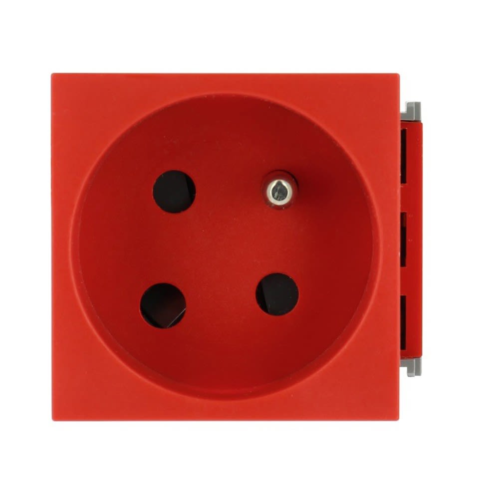 Planet Wattohm - Prise 2P+T juxtaposée Logix à détrompage - 2 modules - 16A - 250V - Rouge