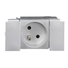 Planet Wattohm - Prise 2P+T Logix - 2 modules - 16A - 250V - Bornes auto - Alumnic RAL 9016