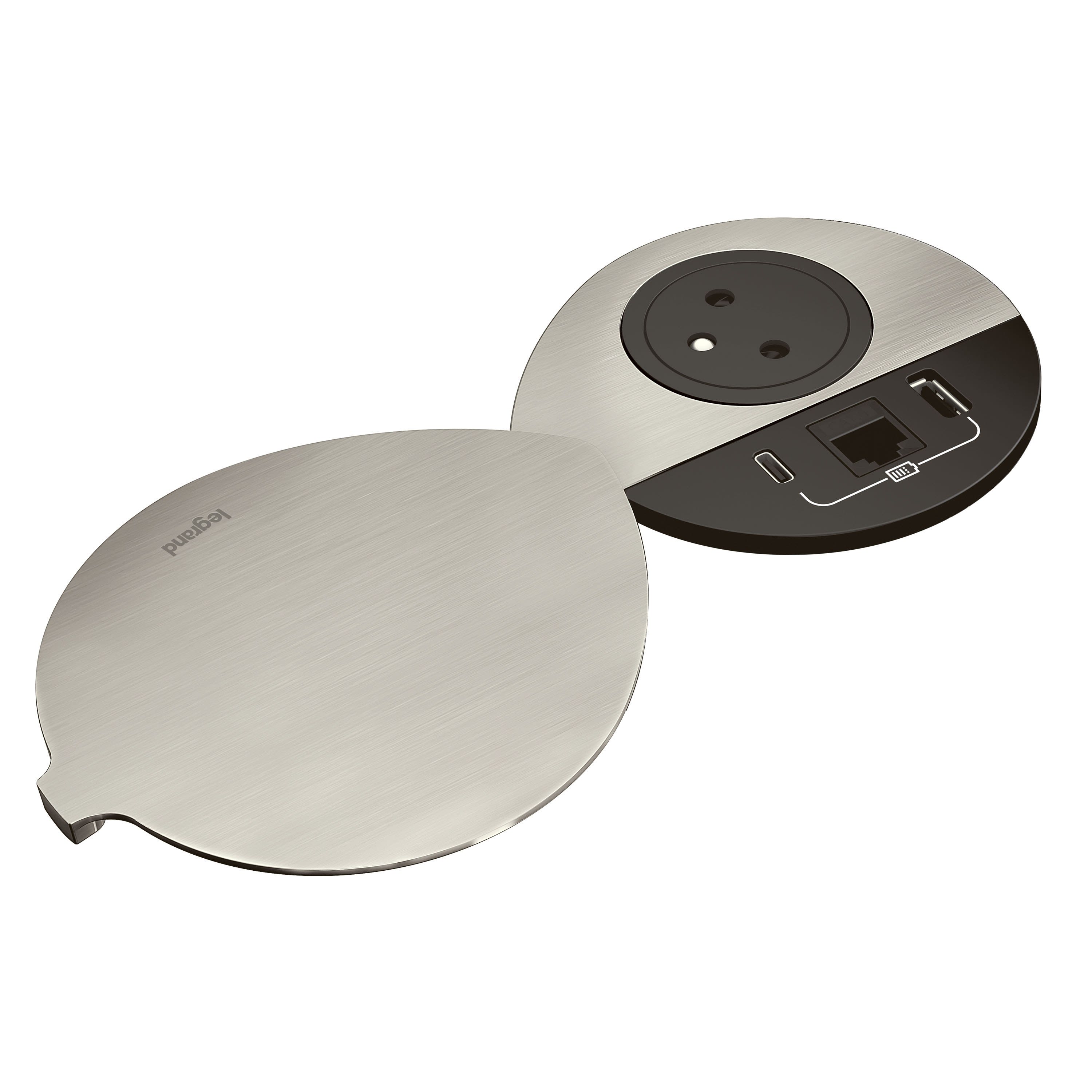 Planet Wattohm - Disq80 Incara 2P+T + USB A+C + RJ45 + cordon connecteur Wieland -couvercle noir