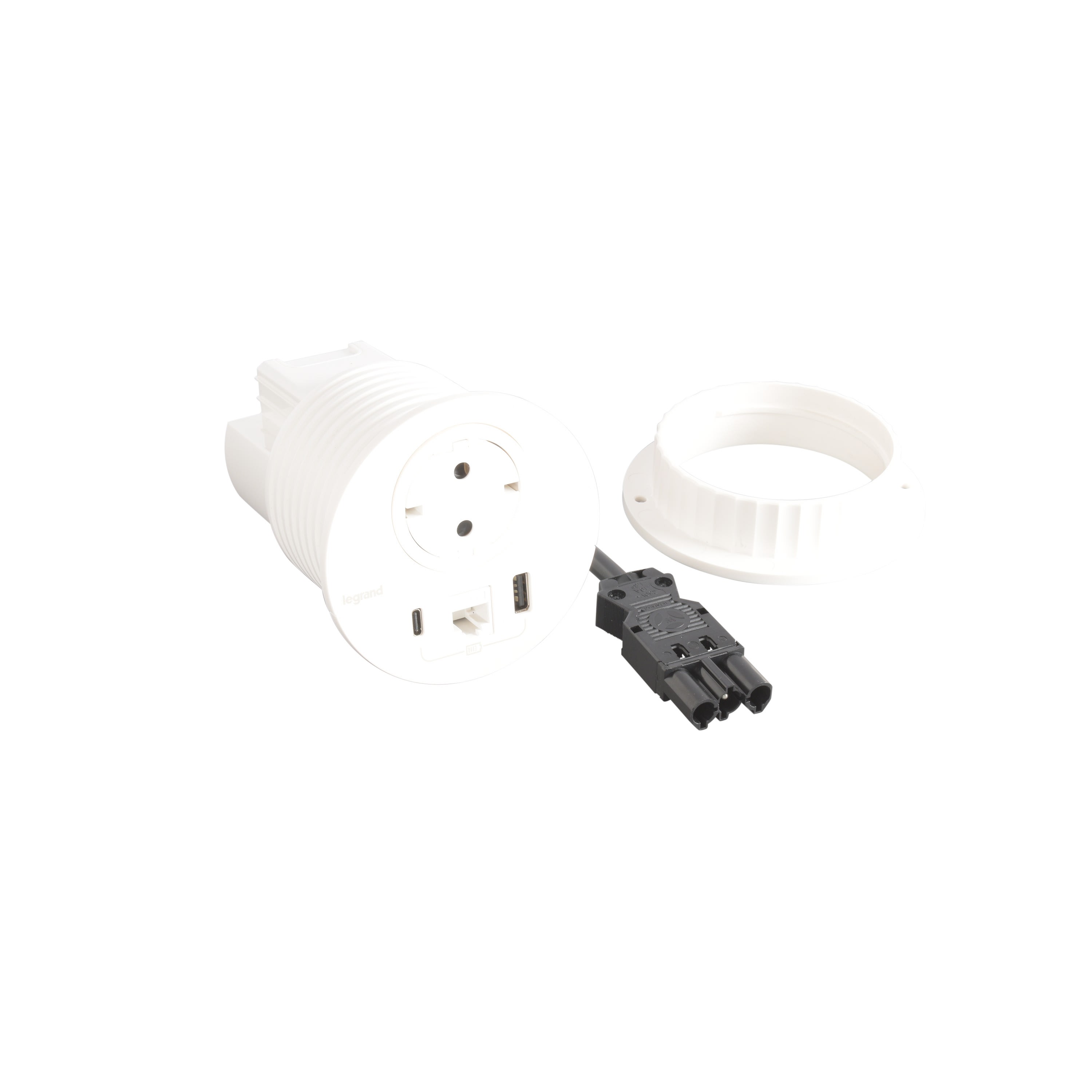 Planet Wattohm - Disq80 Incara 2P+T Schuko + USB A+C + RJ45 + cordon 0,5m Wieland - blanc
