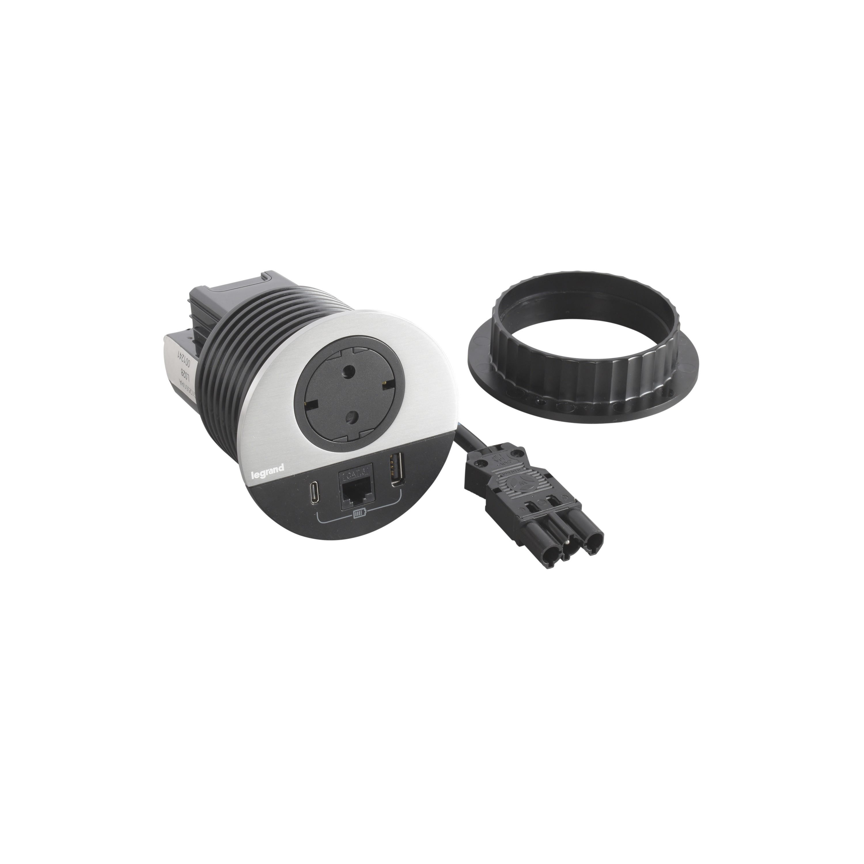 Planet Wattohm - Disq80 Incara 2P+T Schuko + USB A+C + RJ45 + cordon 0,5m Wieland - métal