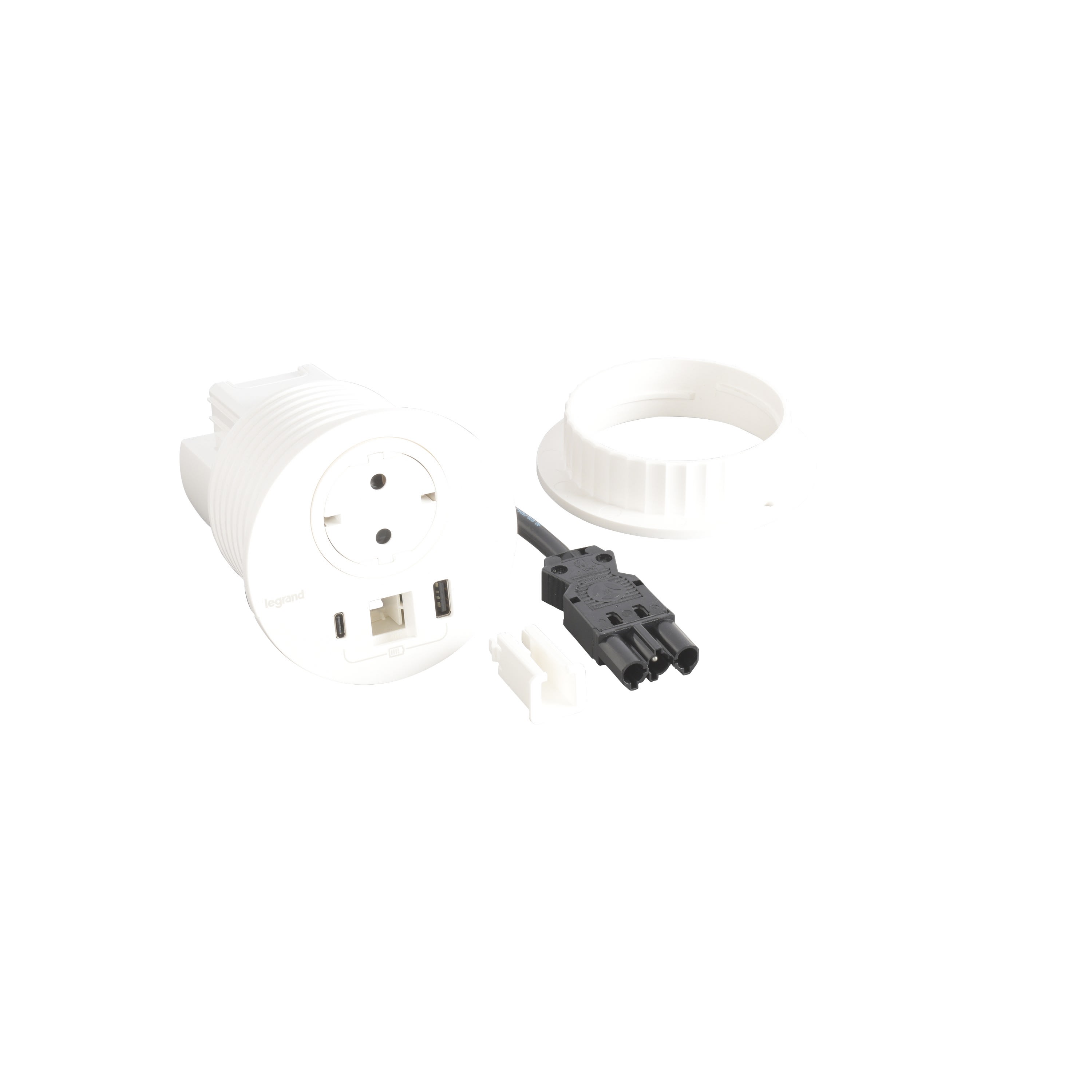 Planet Wattohm - Disq80 Incara 2P+T Schk + USB A+C + sortie de câble + cord 0,5m Wieland - blanc