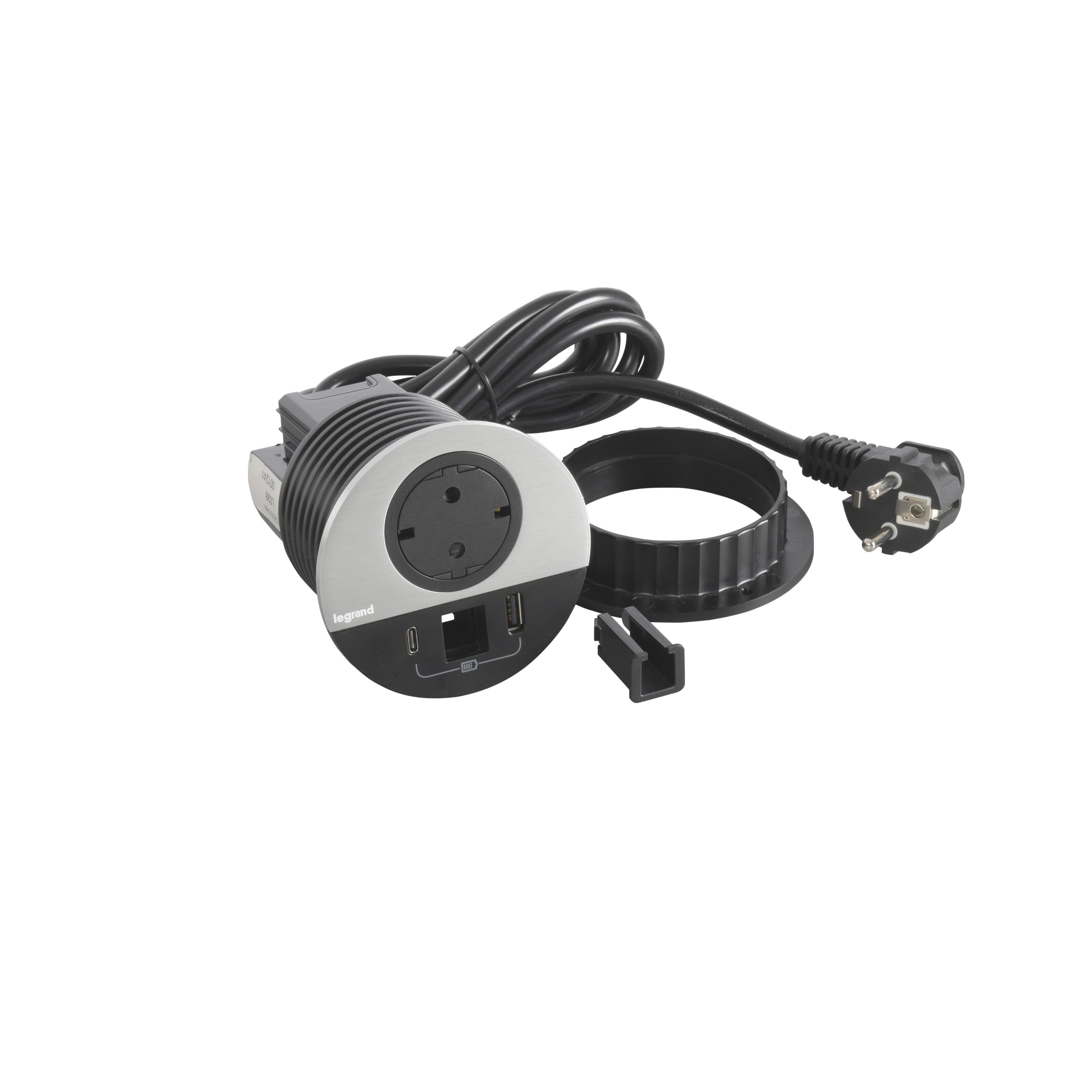 Planet Wattohm - Disq80 Incara 2P+T Schk + USB A+C + sortie de câble + cord 2m fiche 2P+T - métal