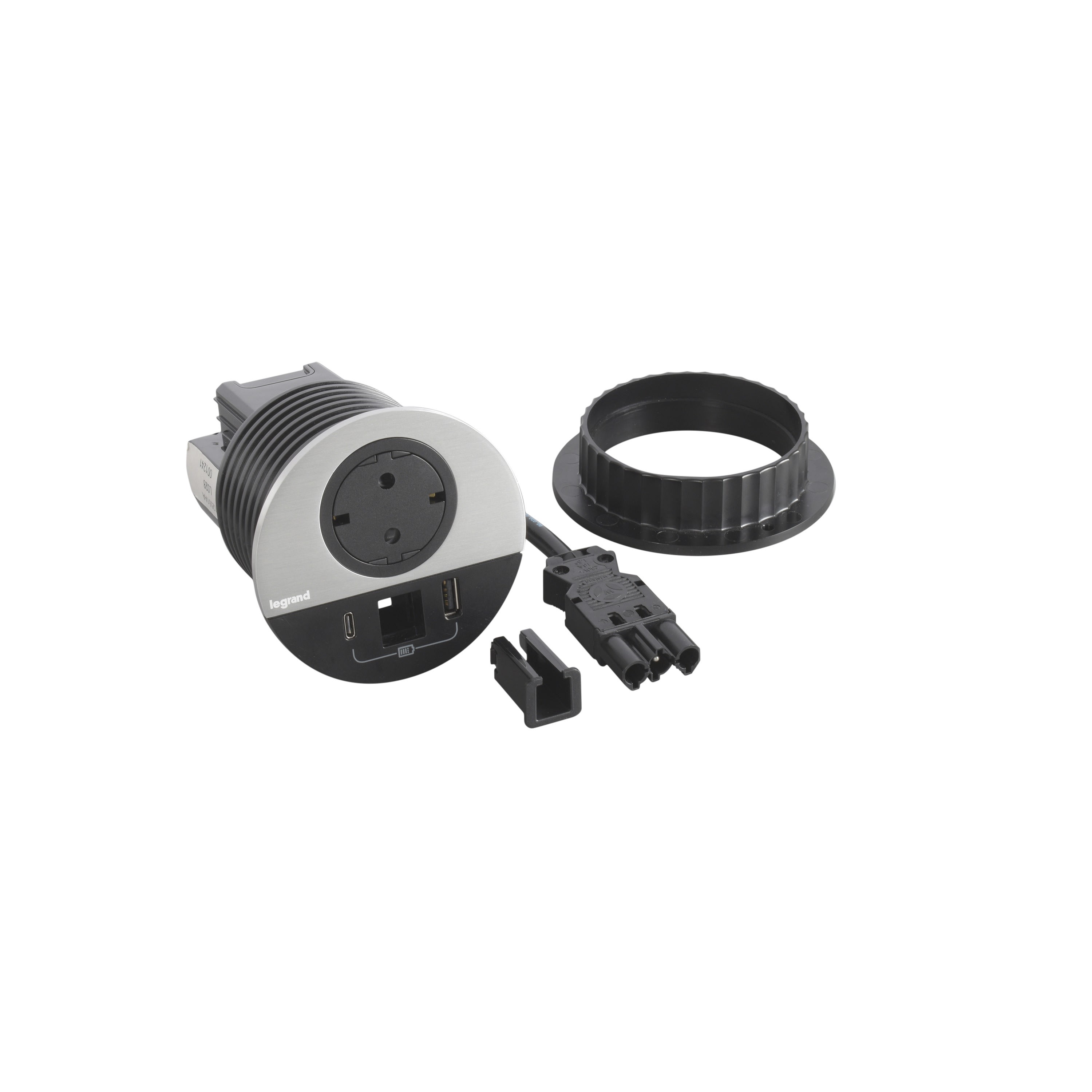 Planet Wattohm - Disq80 Incara 2P+T Schk + USB A+C + sortie de câble + cord 0,5m Wieland - métal