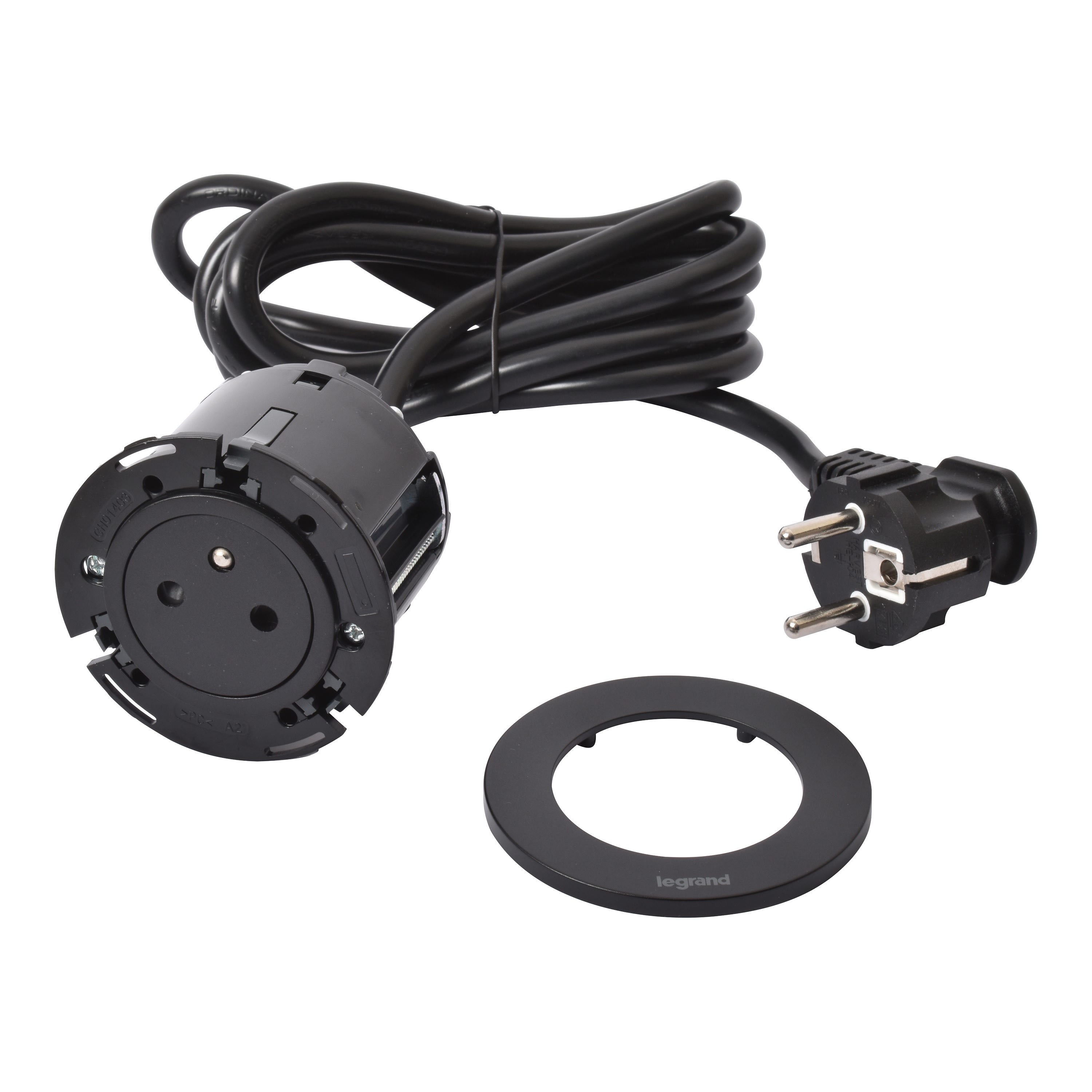 Planet Wattohm - Disq60 Incara 2P+T Surface et cordon avec fiche 2P+T - noir
