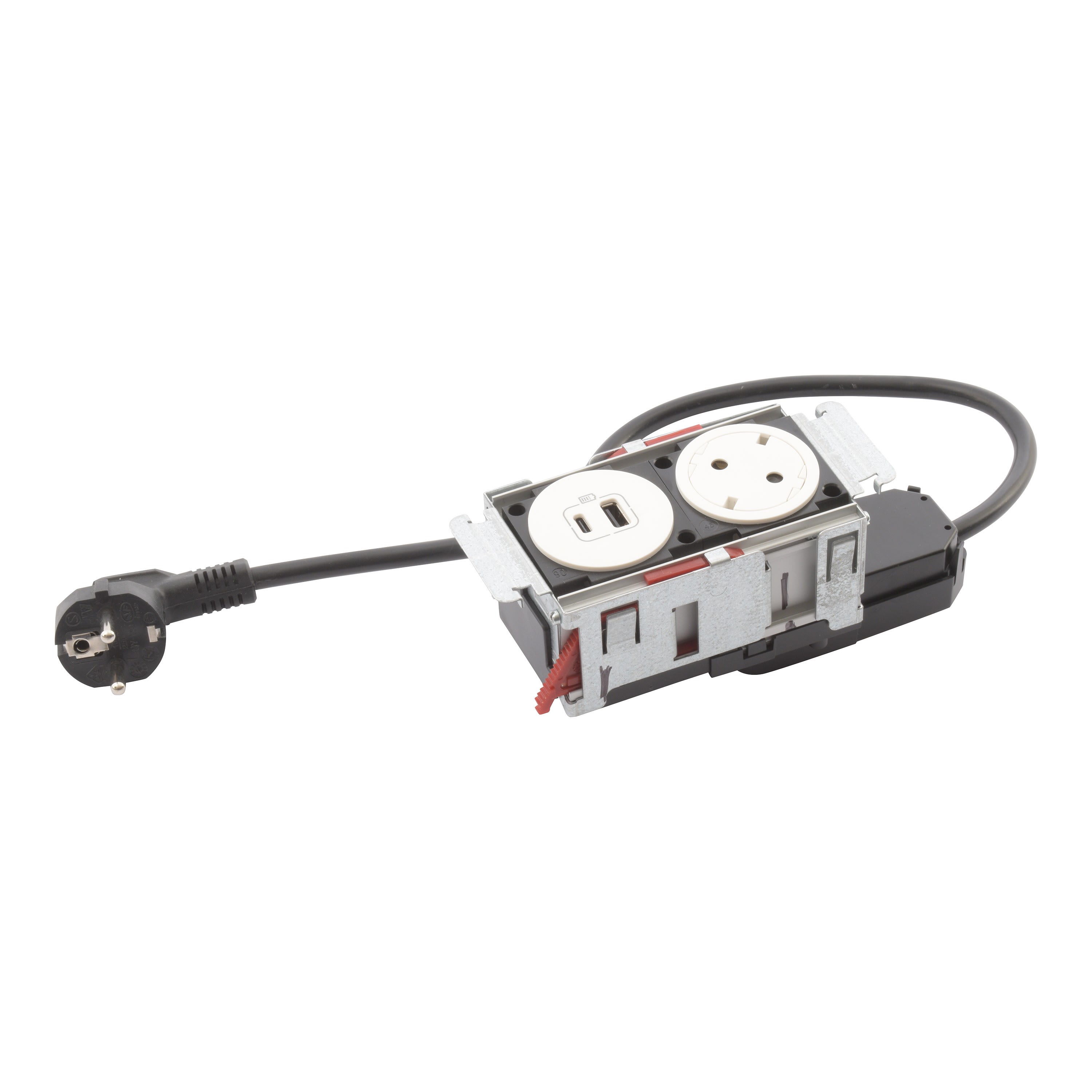 Planet Wattohm - Disq'In Incara 2 postes 2P+T Schuko + USB A+C + cordon 2m - blanc