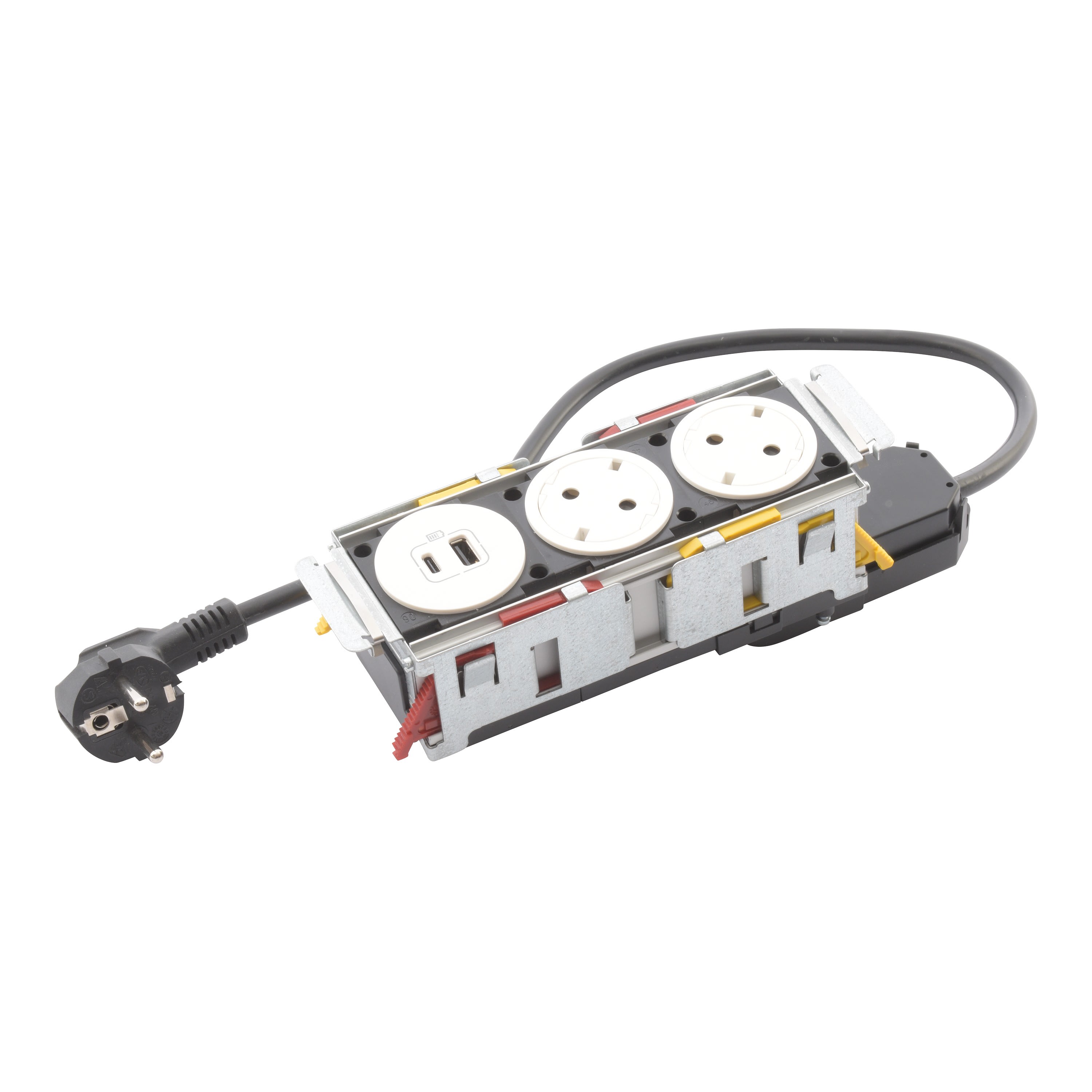 Planet Wattohm - Disq'In Incara 3 postes 2x2P+T Schuko + USB A+C + cordon 2m - blanc