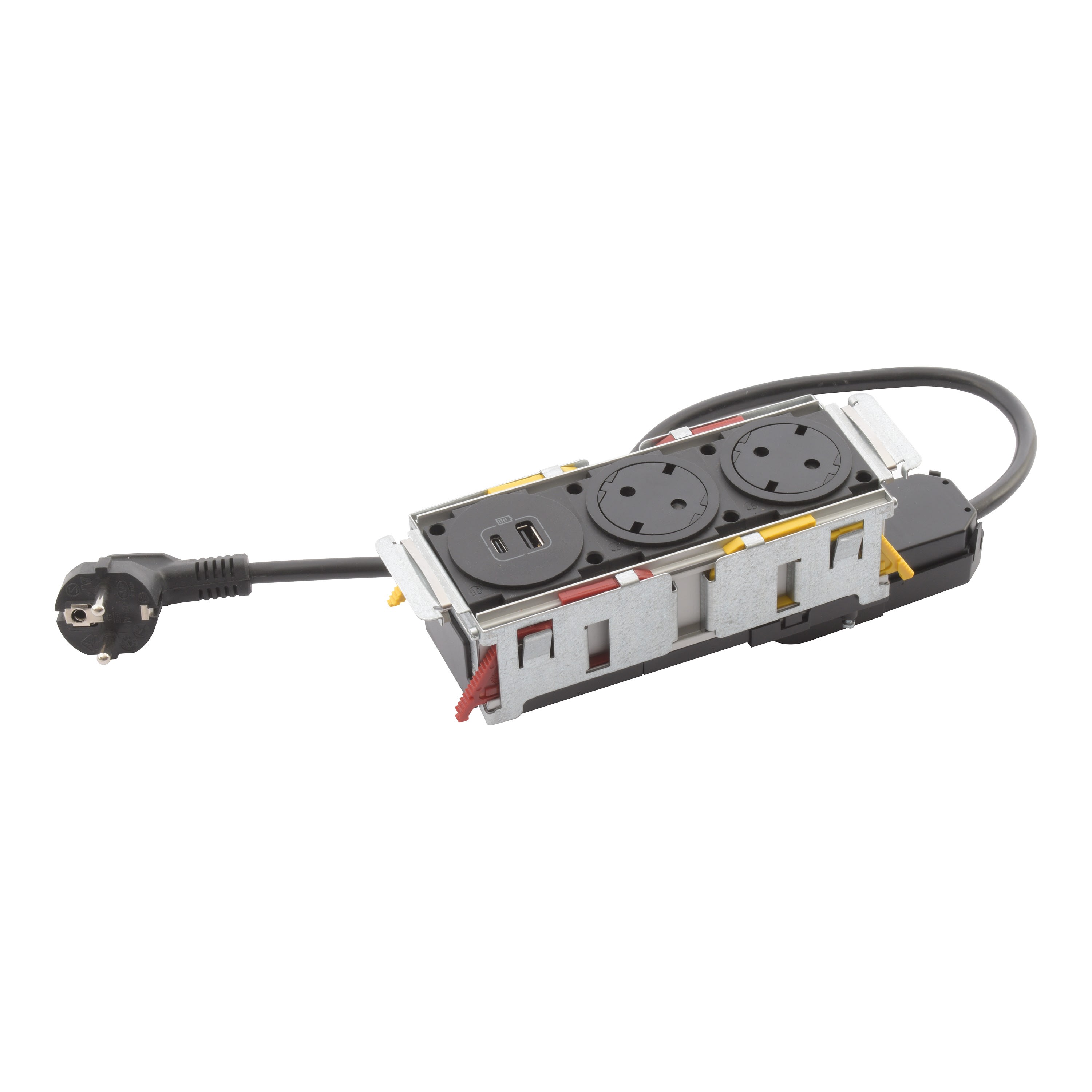 Planet Wattohm - Disq'In Incara 3 postes 2x2P+T Schuko + USB A+C + cordon 2m - noir