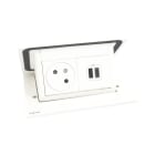 Planet Wattohm - Pop up Incara 2P+T Surface + chargeur USB Type-A+C - 4 modules blanc