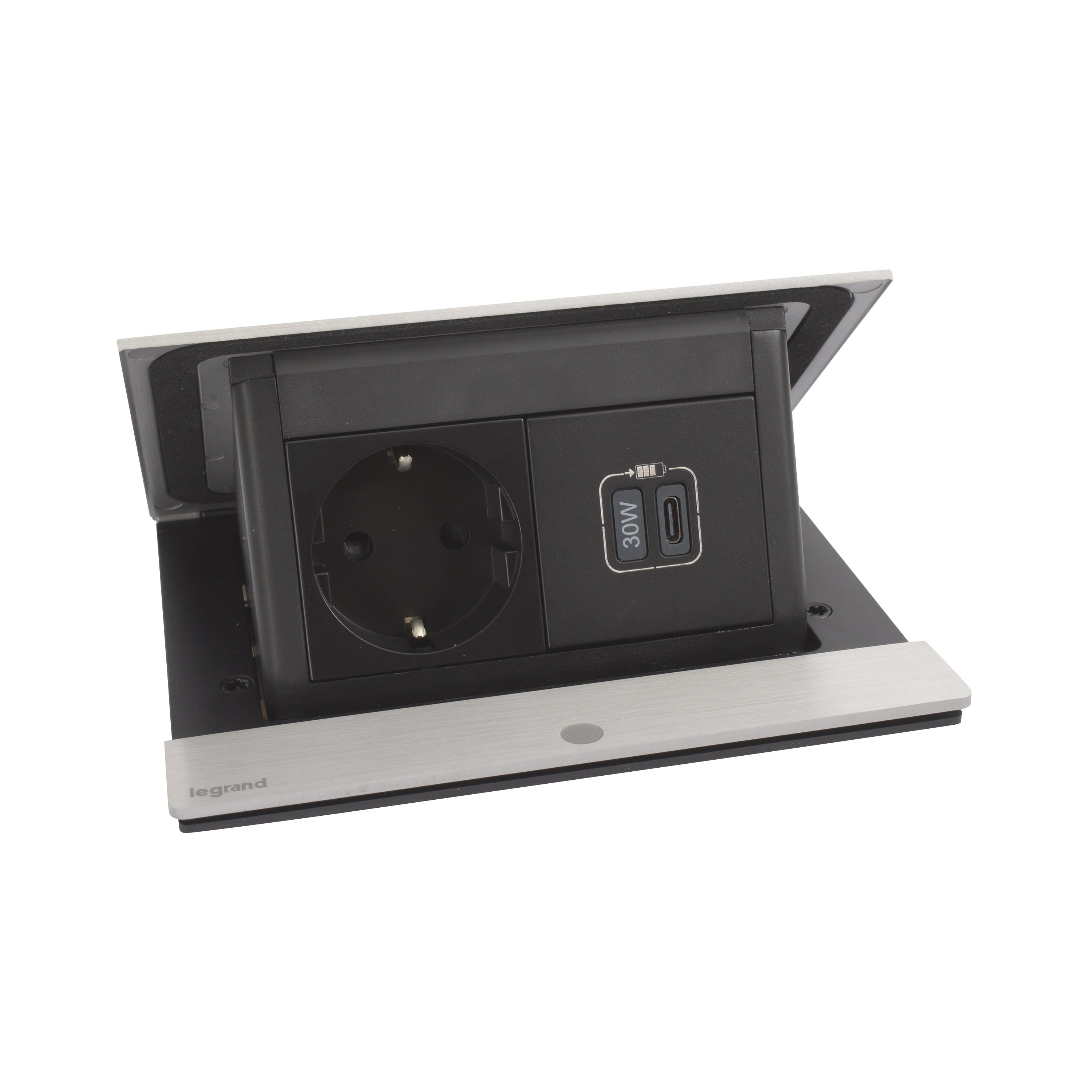 Planet Wattohm - Pop up Incara 2P+T Schuko + prise USB C 30W - cordon 2m - 4 modules inox