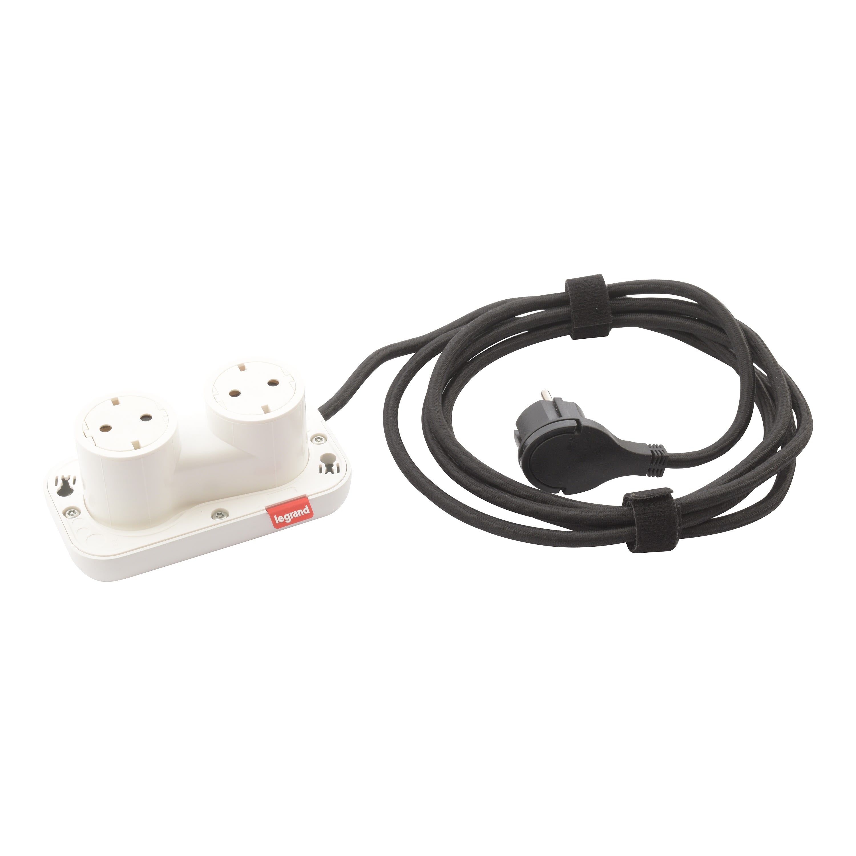 Planet Wattohm - Prise Electr'on 2x2P+T Schuko 2 postes - cordon 2,5m - blanc