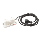 Planet Wattohm - Prise Electr'on 2x2P+T Schuko 2 postes - cordon 2,5m - blanc