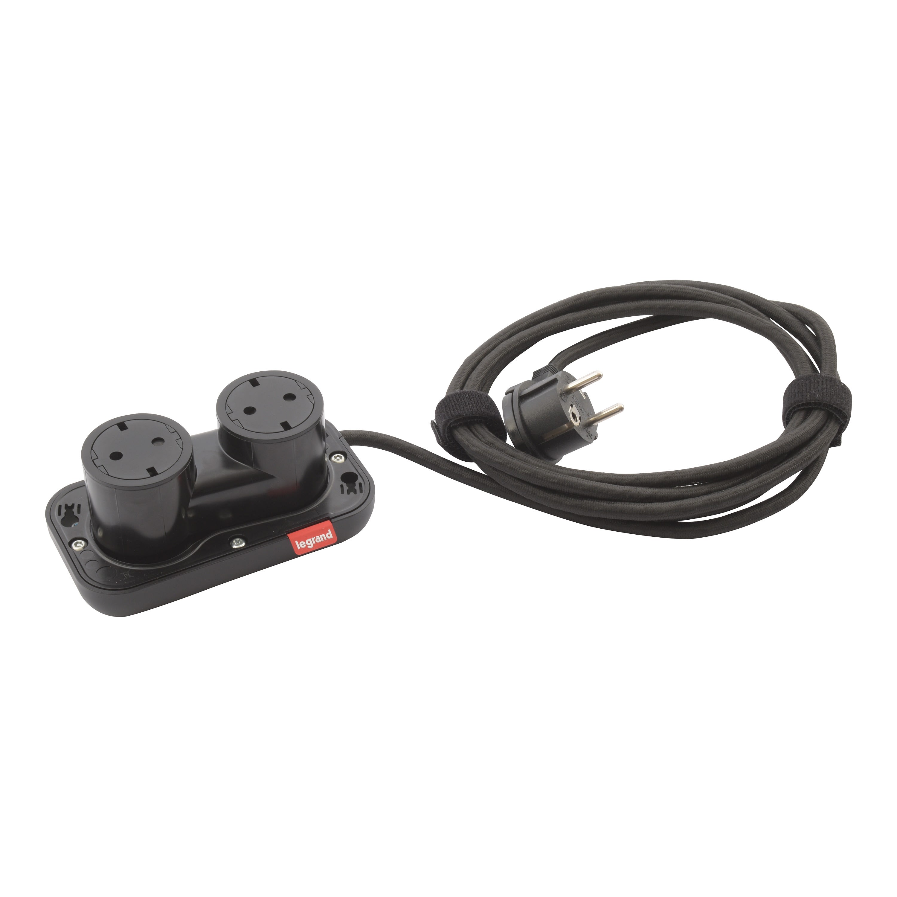 Planet Wattohm - Prise Electr'on 2x2P+T Schuko 2 postes - cordon 2,5m - noir