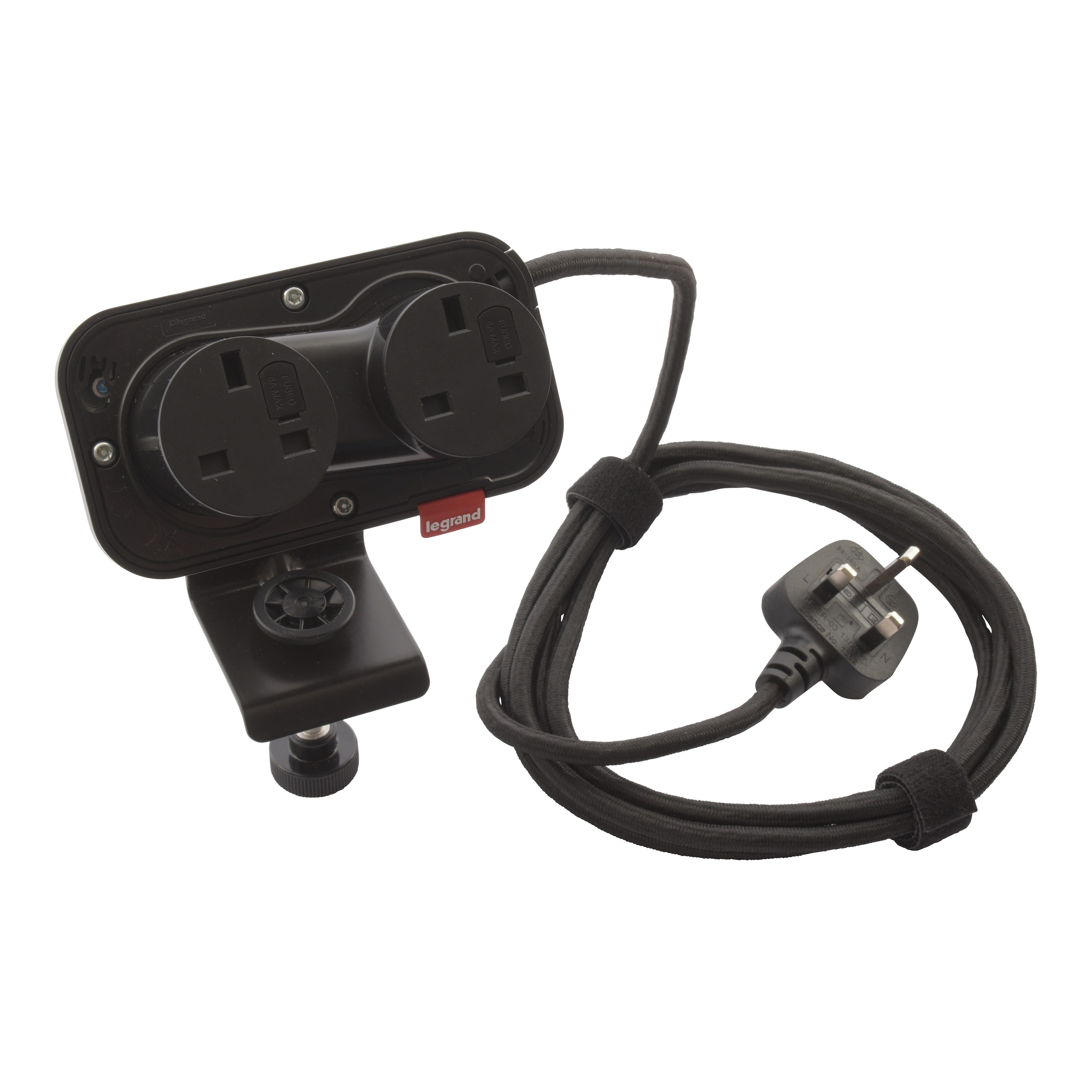 Planet Wattohm - Prise Electr'on 2x2P+T BS Incara 2 postes - cordon 2,5m fiche BS - noir