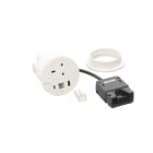 Planet Wattohm - Disq80 Incara 2P+T BS + USB A+C + sortie câble + cord 2m fiche Intersoc - blanc