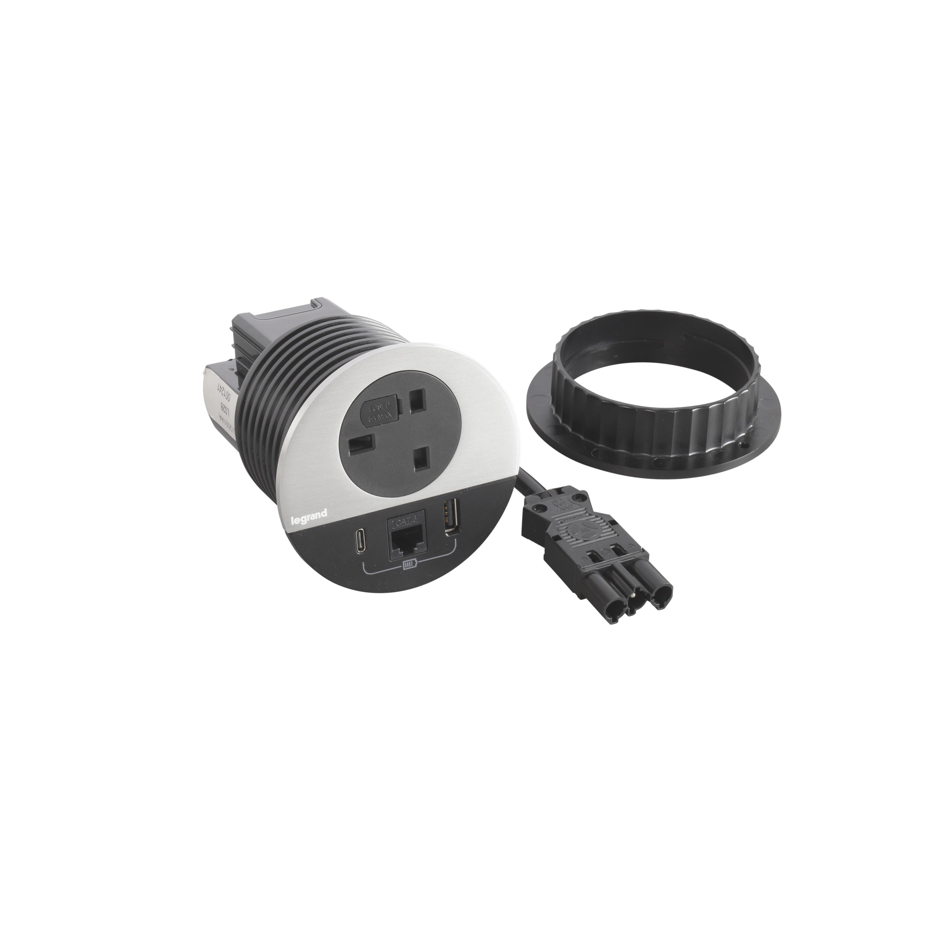 Planet Wattohm - Disq80 Incara 2P+T BS + USB A+C + RJ45 + cordon 0,5m fiche Wieland - métal