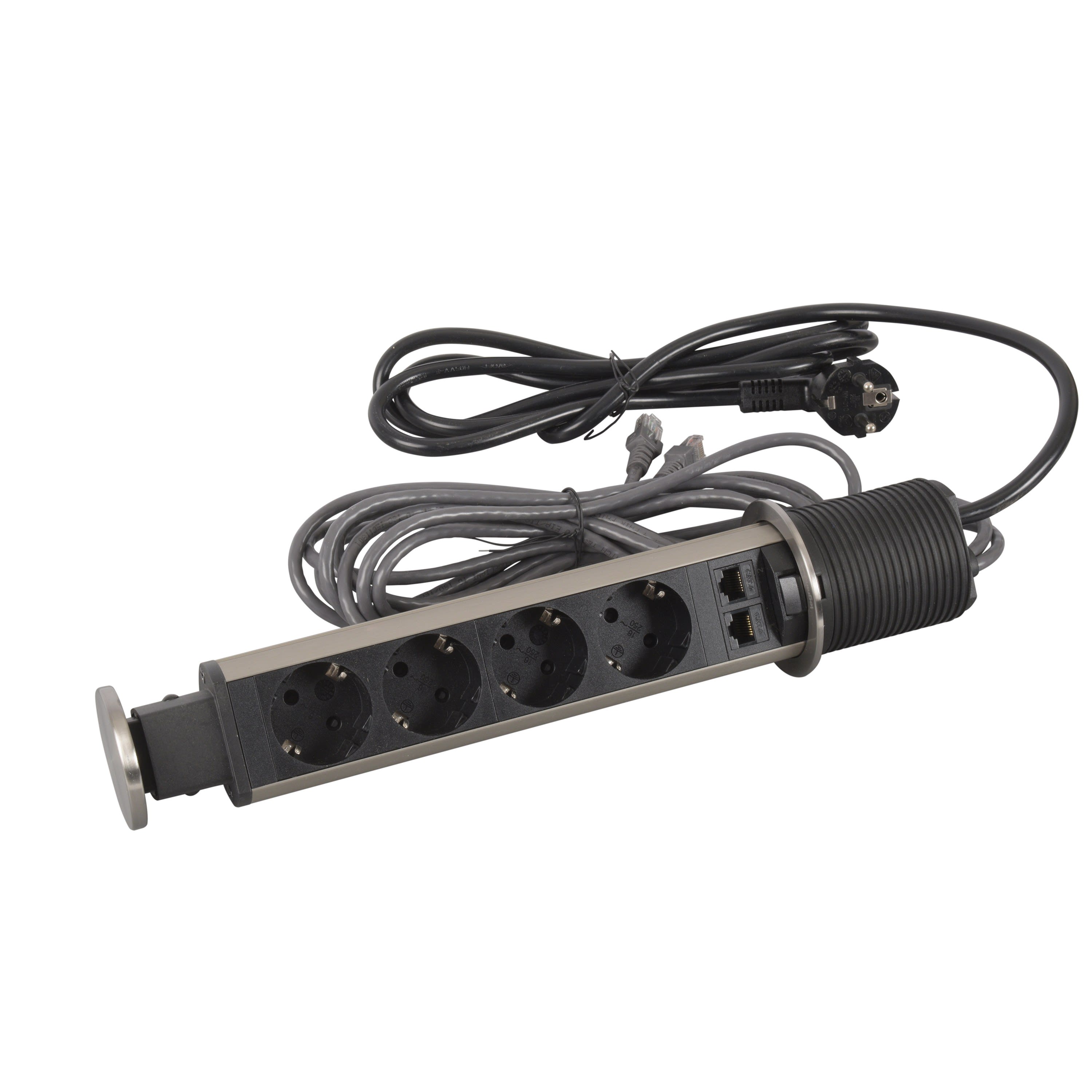 Planet Wattohm - Tower 60 Incara Ø60mm 4x2P+T Schuko + 2 RJ45 - cordon 2m