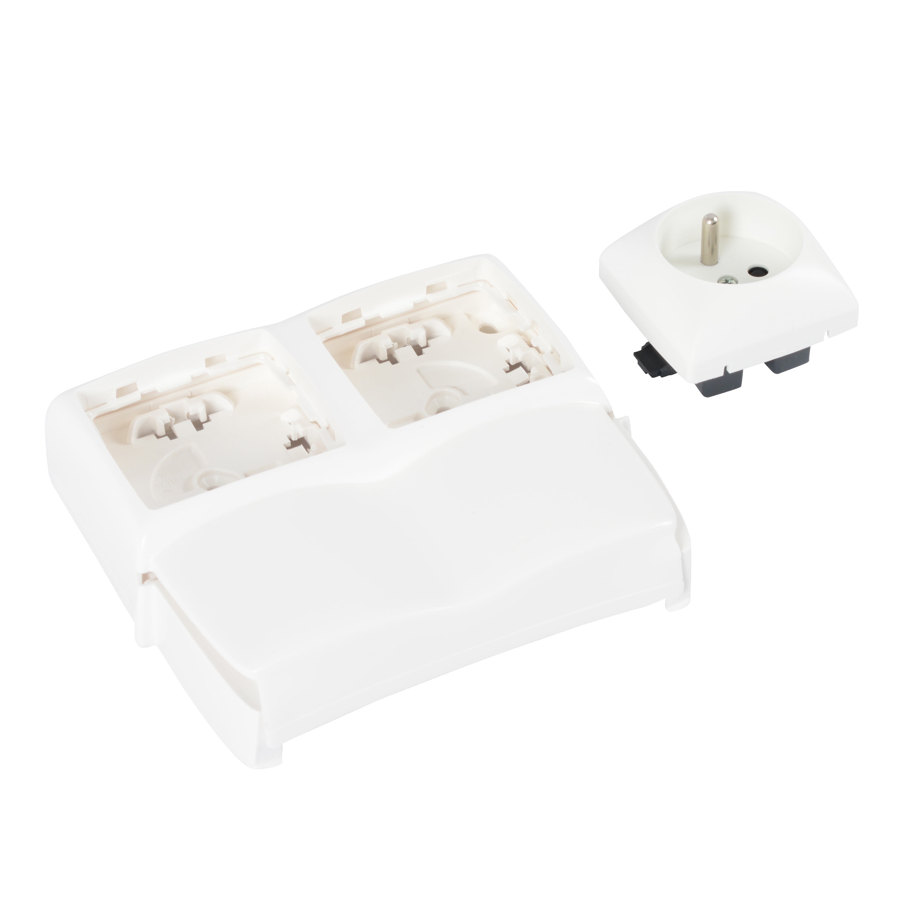 Planet Wattohm - Prise 2P+T + emplacement vide saillie Keva-Pour moulure Keva hauteur 20mm-Blanc