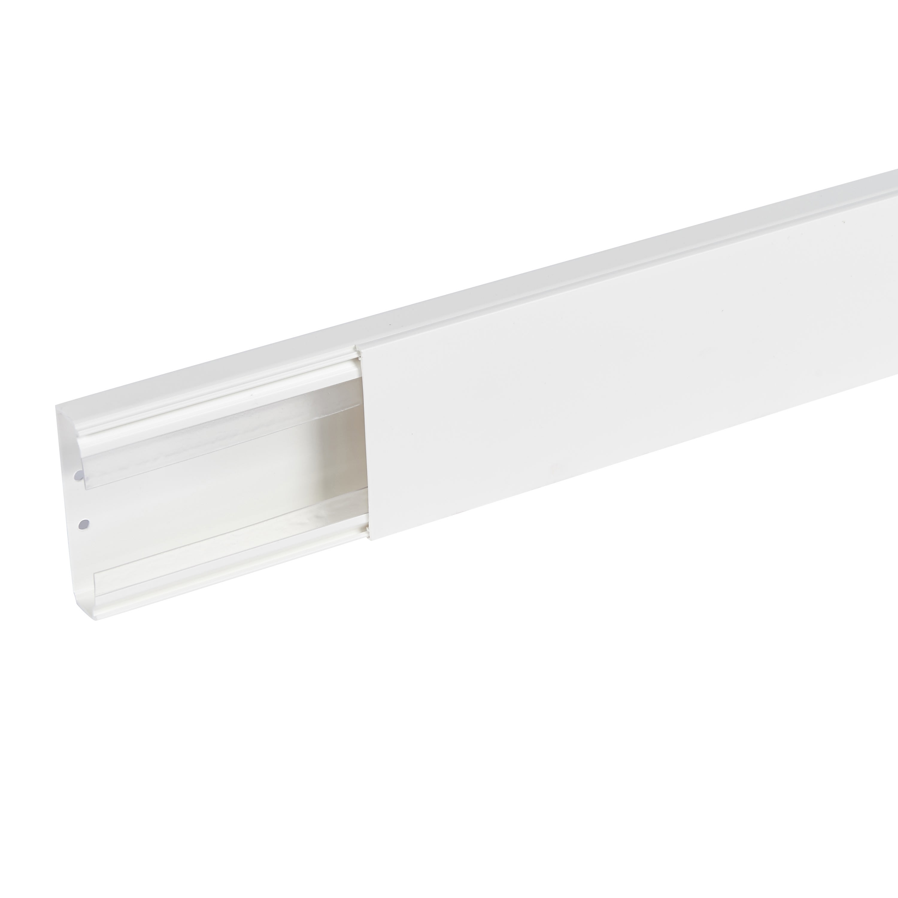 Planet Wattohm - Goulotte distribution Viadis 80x25mm-Fond+couvercle-1 compart-Longueur 2m-Blanc