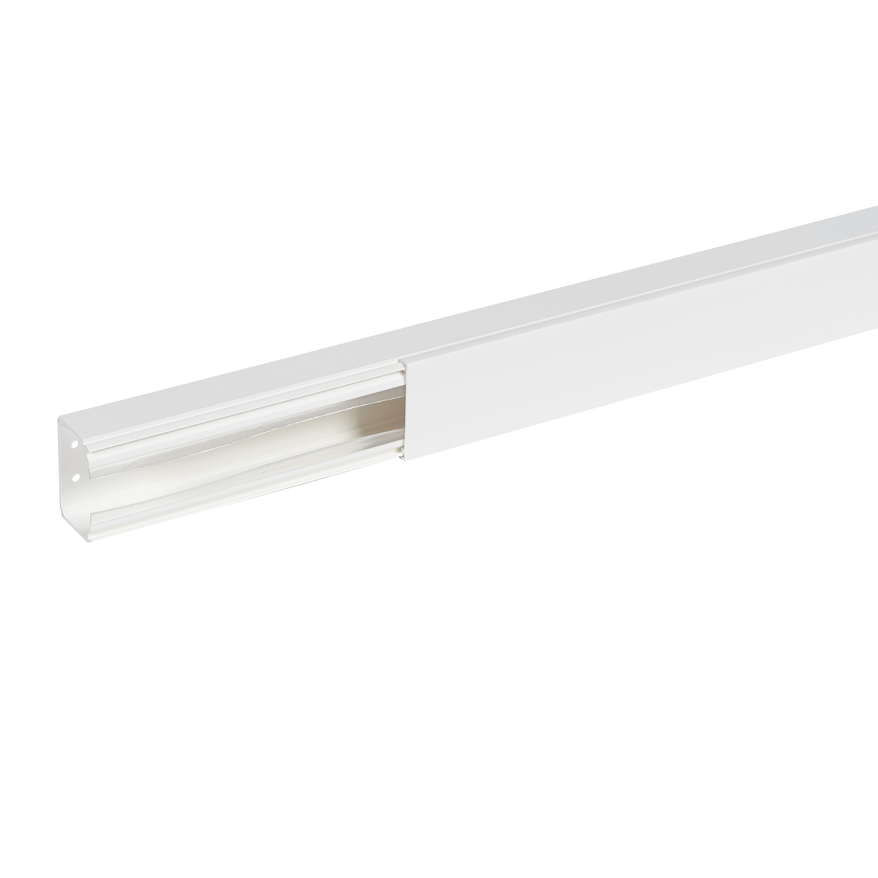Planet Wattohm - Goulotte distribution Viadis 60x40mm-Fond+couvercle-1 compart-Longueur 2m-Blanc