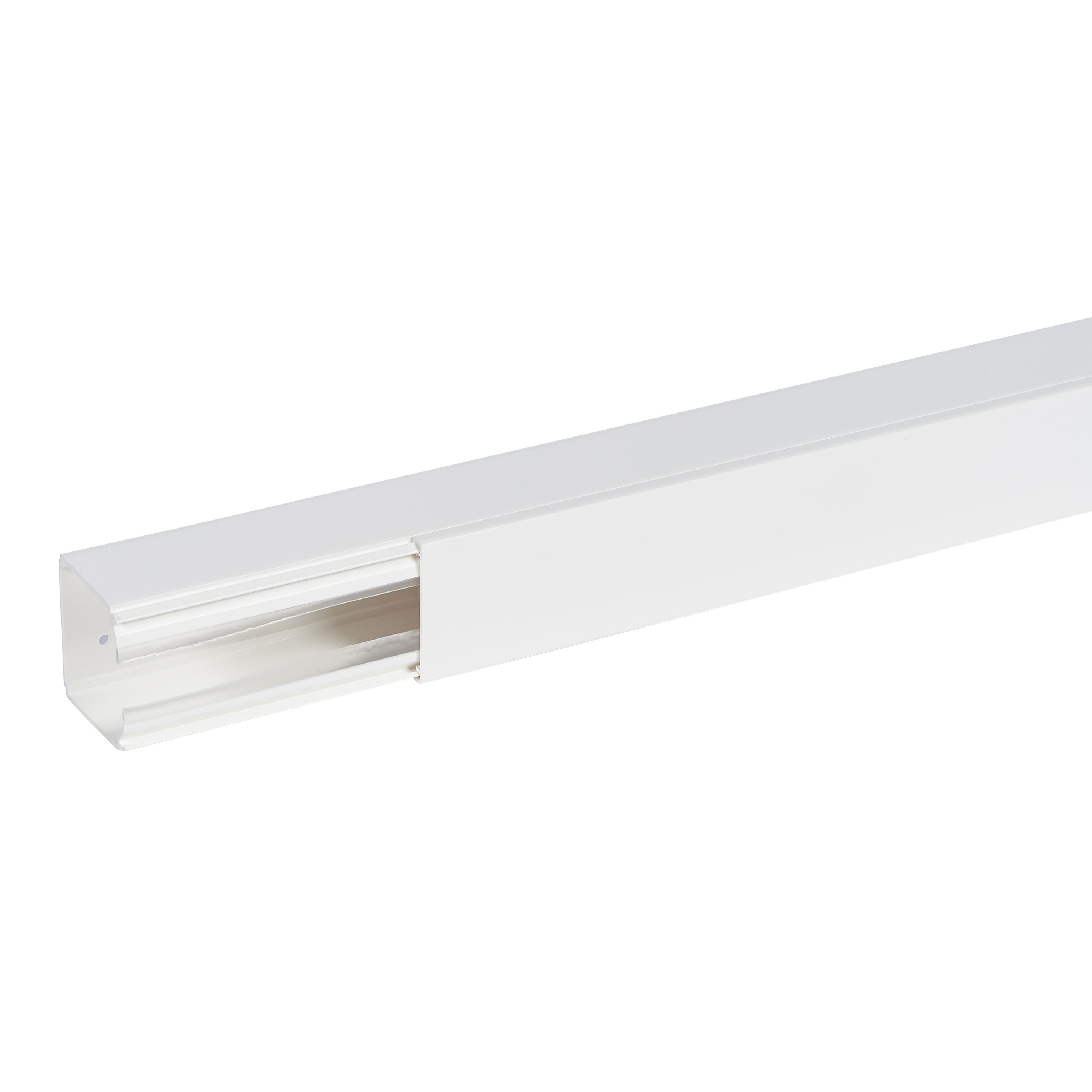 Planet Wattohm - Goulotte distribution Viadis 60x60mm-Fond+couvercle-1 compart-Longueur 2m-Blanc