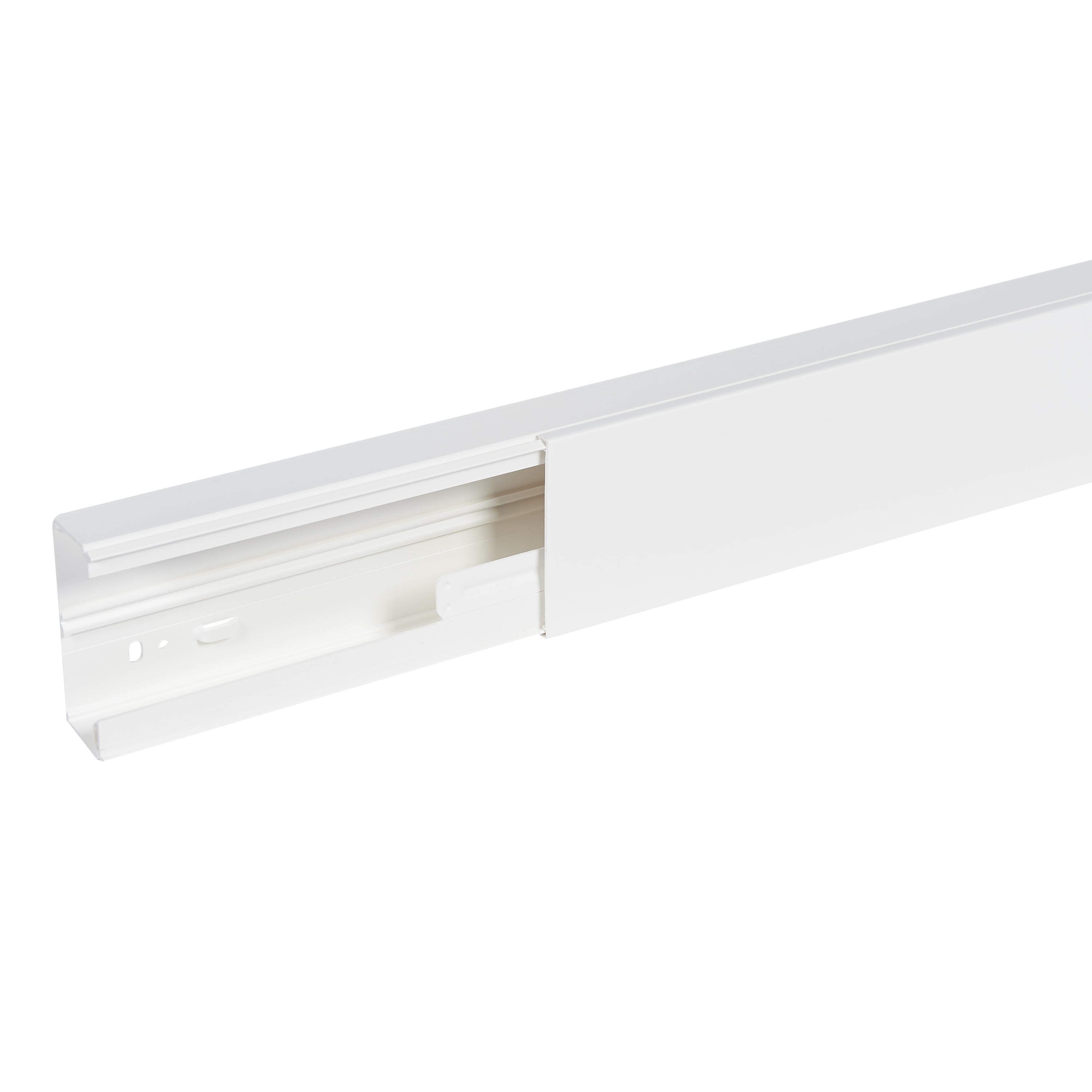 Planet Wattohm - Goulotte distribution Viadis 90x40mm-Fond+couvercle-1 compart-Longueur 2m-Blanc