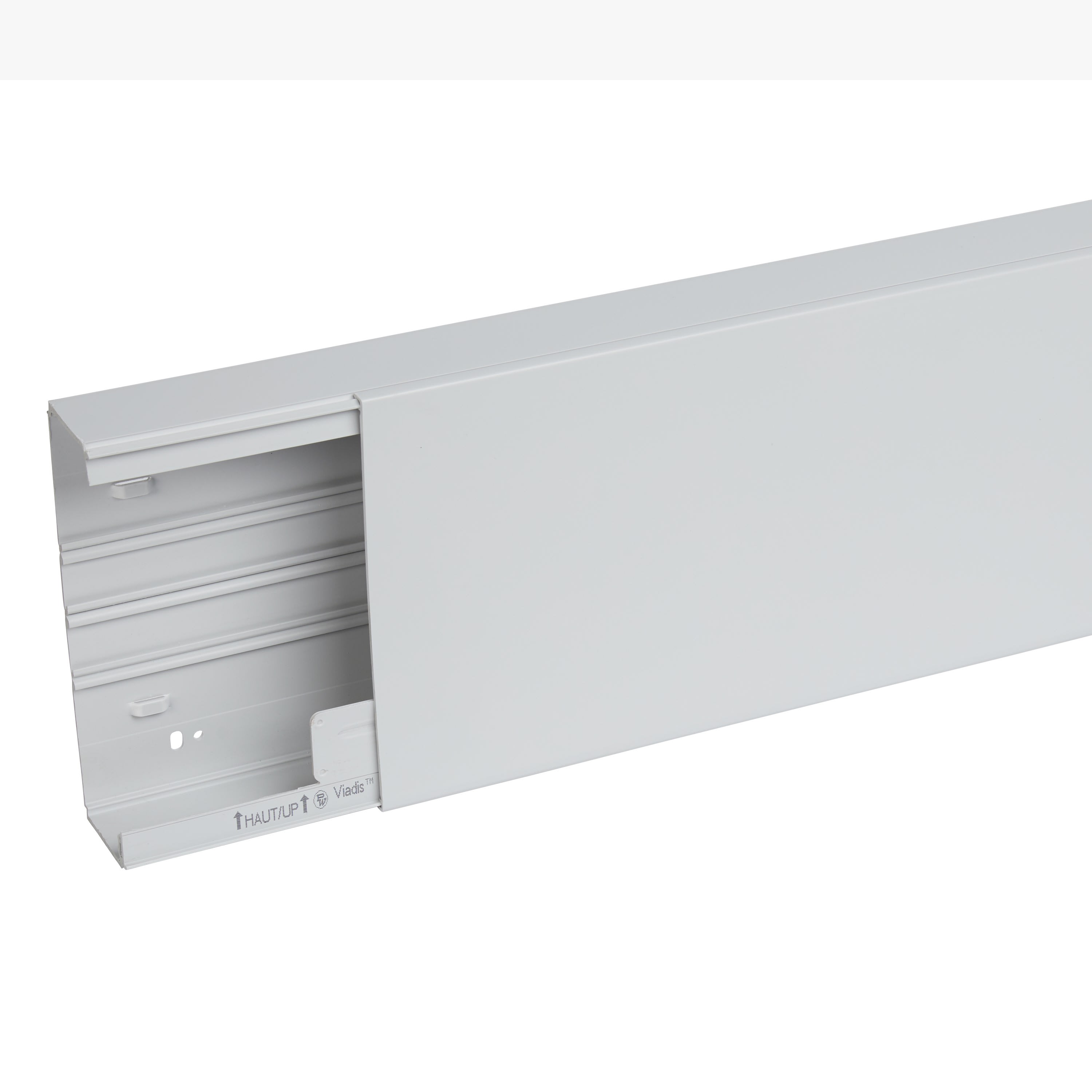 Planet Wattohm - Goulotte distribution Viadis 200x60mm-Fond+couvercle-1 compart-Longueur 2m-Gris