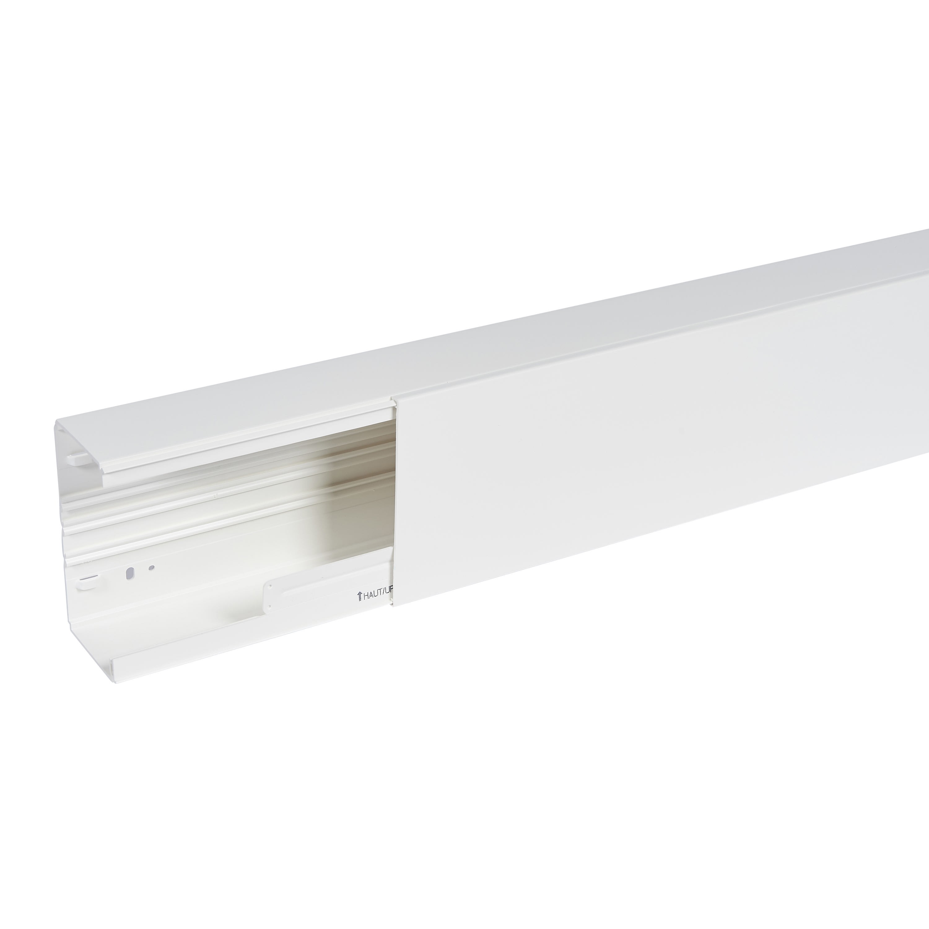 Planet Wattohm - Goulotte distribution Viadis 150x80mm-Fond+couvercle-1 compart-Longueur 2m-Blanc