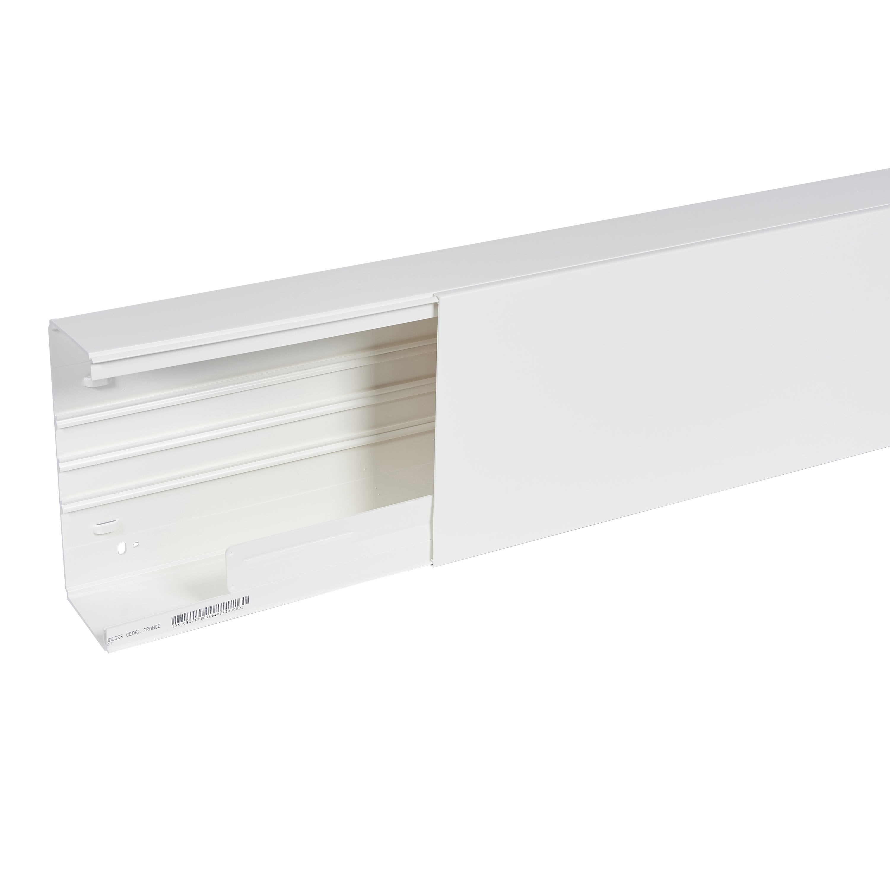 Planet Wattohm - Goulotte distribution Viadis 200x80mm-Fond+couvercle-1 compart-Longueur 2m-Blanc