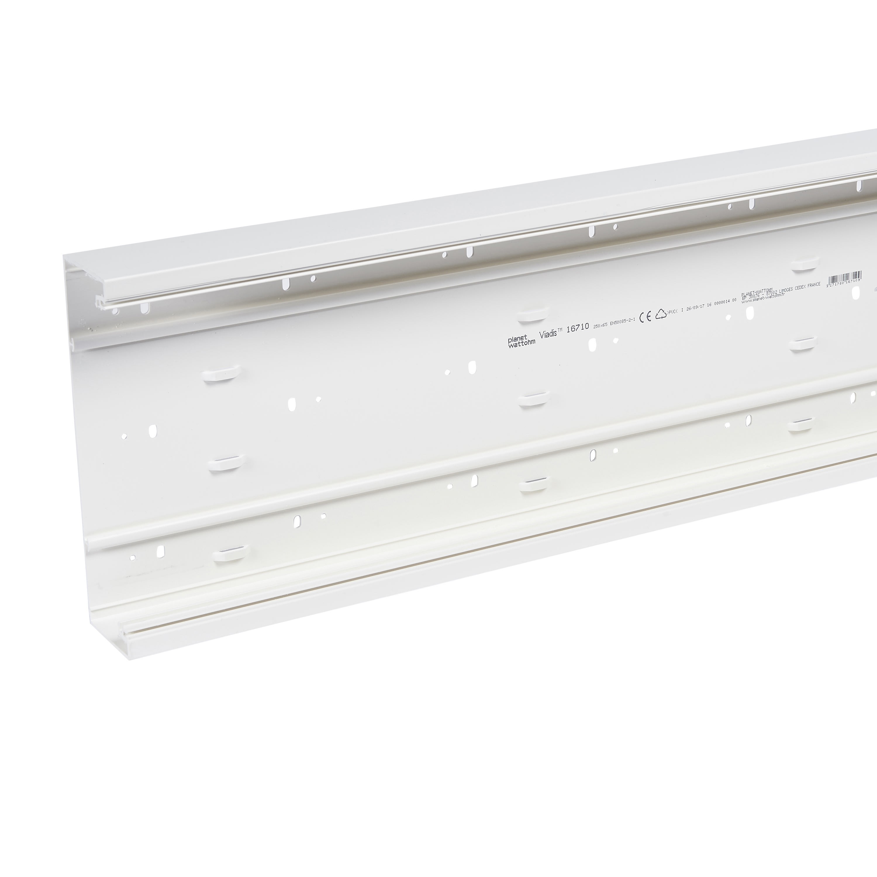 Planet Wattohm - Fond pour GTL Viadis 13modules 250mmx65mm - 1 compartiment - Longueur 2,60m