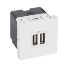 Planet Wattohm - Chargeur double USB Logix - 2 modules - 2400mA Type A - 230V/5V= - Blanc Artic