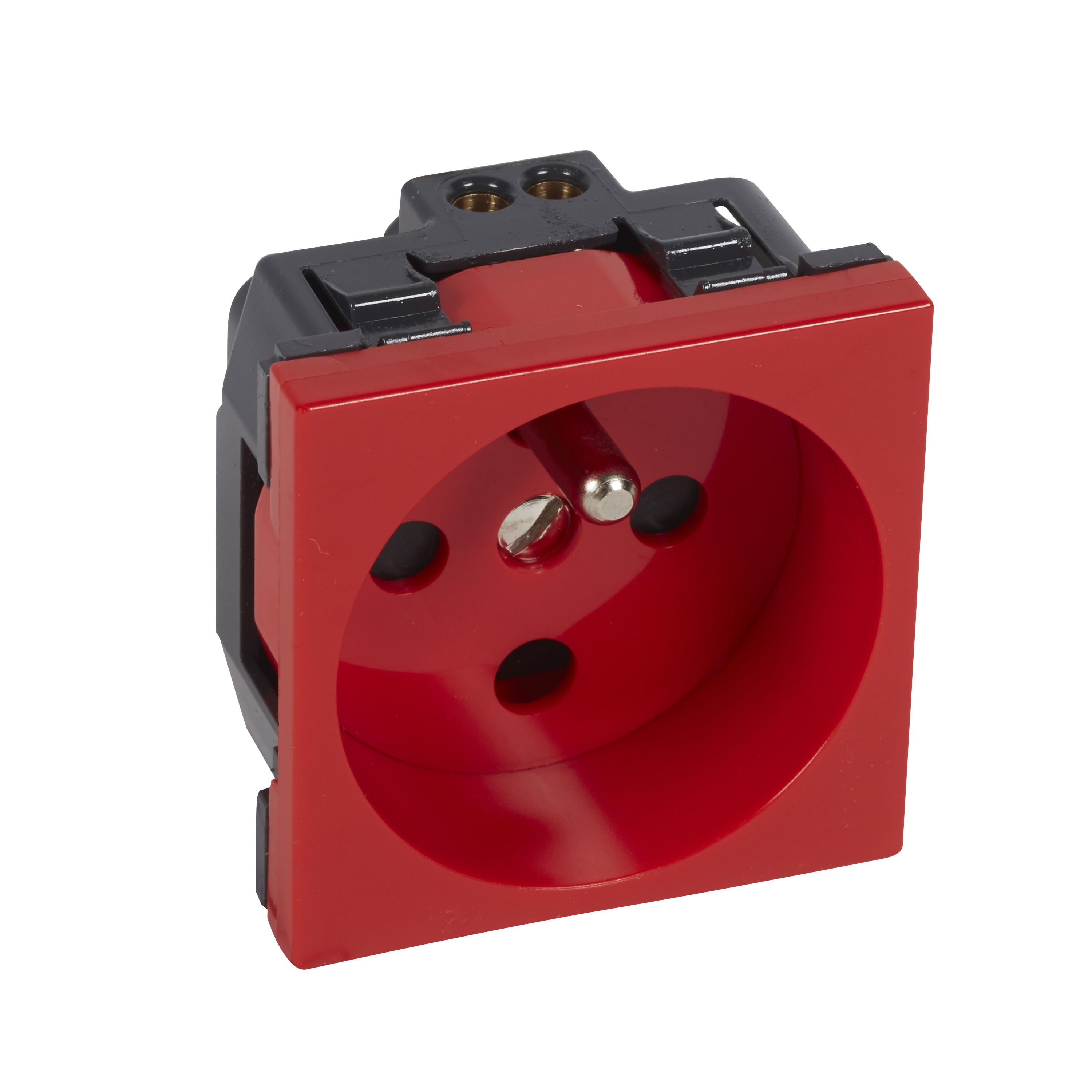 Planet Wattohm - Prise 2P+T détrompage Logix pour installation où 1 poste suffit-2 modules-Rouge