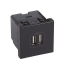 Planet Wattohm - Chargeur double USB Logix - 2 modules - 2400mA Type A - 230V/5V= - Noir