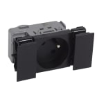 Planet Wattohm - Prise 2P+T Logix - 2 modules - 16A - 250V - Bornes auto - Noir