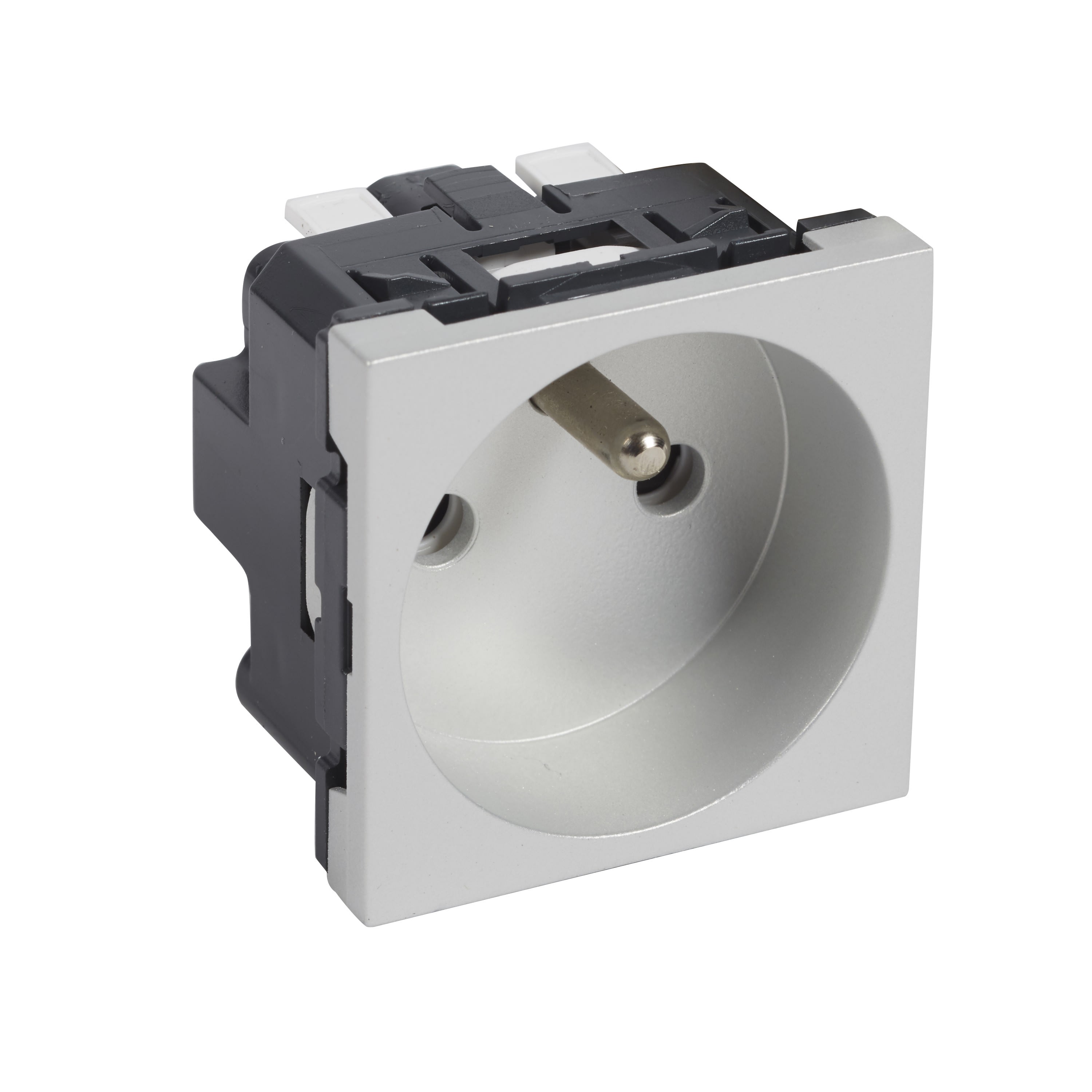 Planet Wattohm - Prise 2P+T Logix pour installation où 1 poste suffit-2 modules-16A-250V-Alumnic