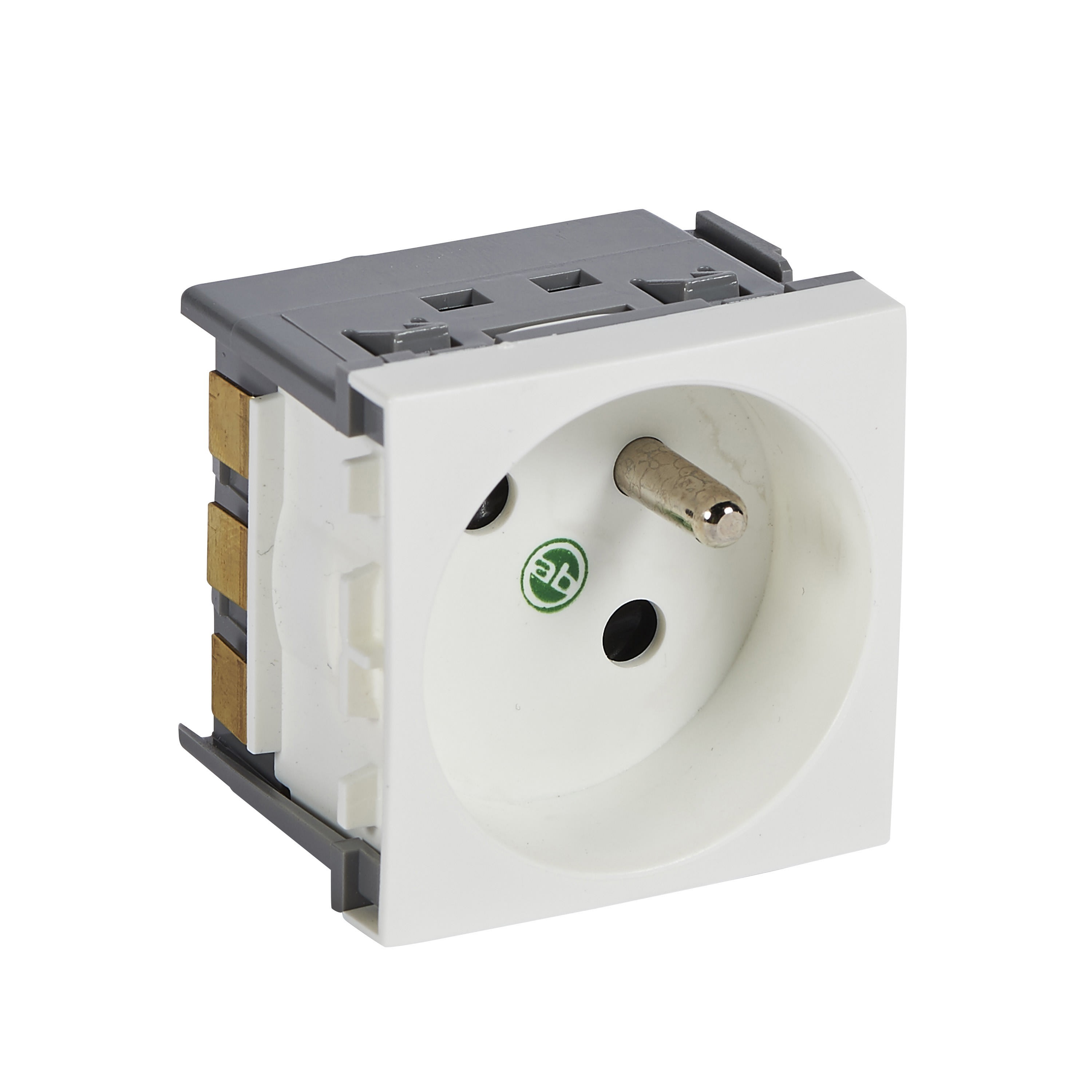 Planet Wattohm - Prise 2P+T juxtaposée Logix -2 modules- 16A - 250V - Blanc Artic antimicrobien